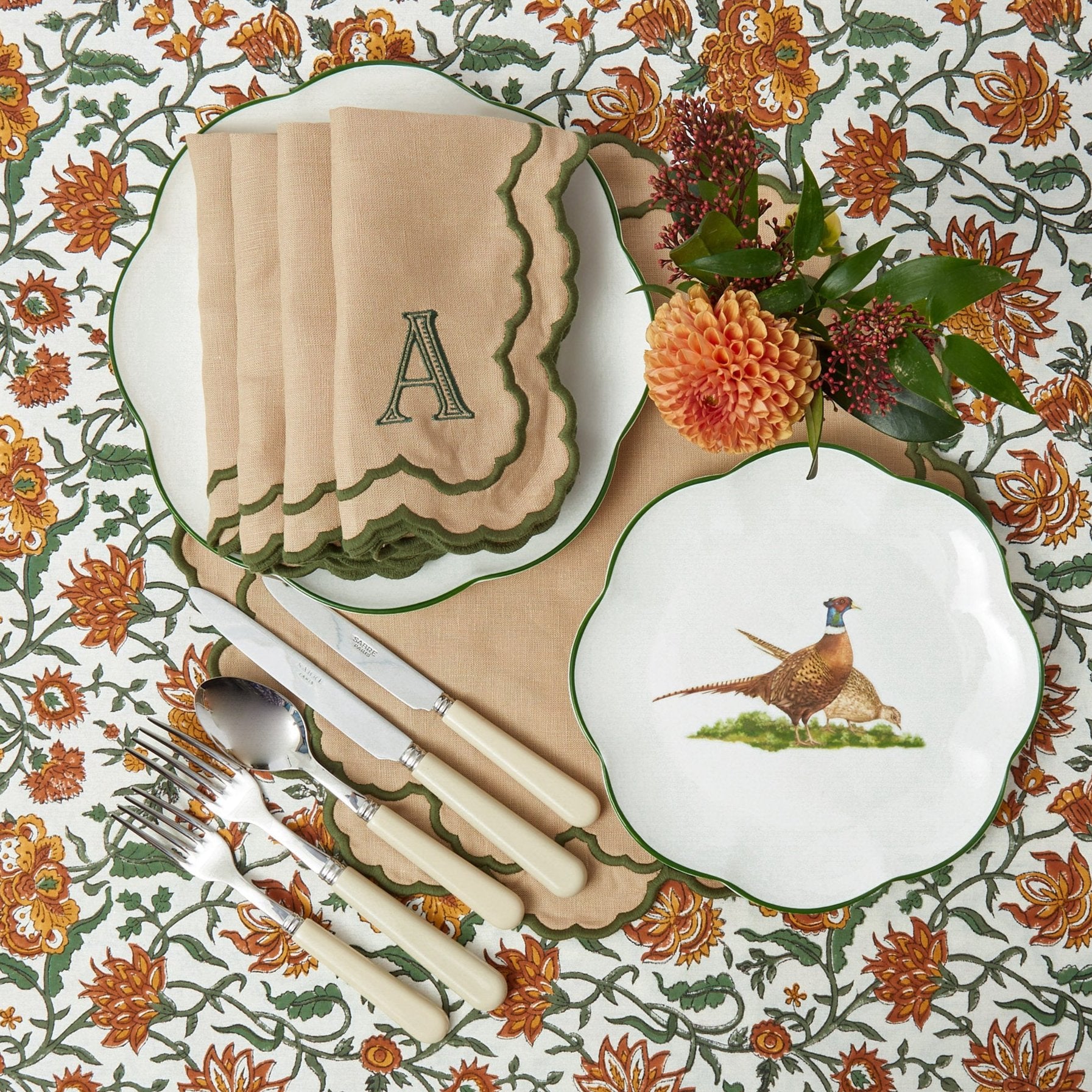 Lily Sand & Green Placemats (Set of 4)