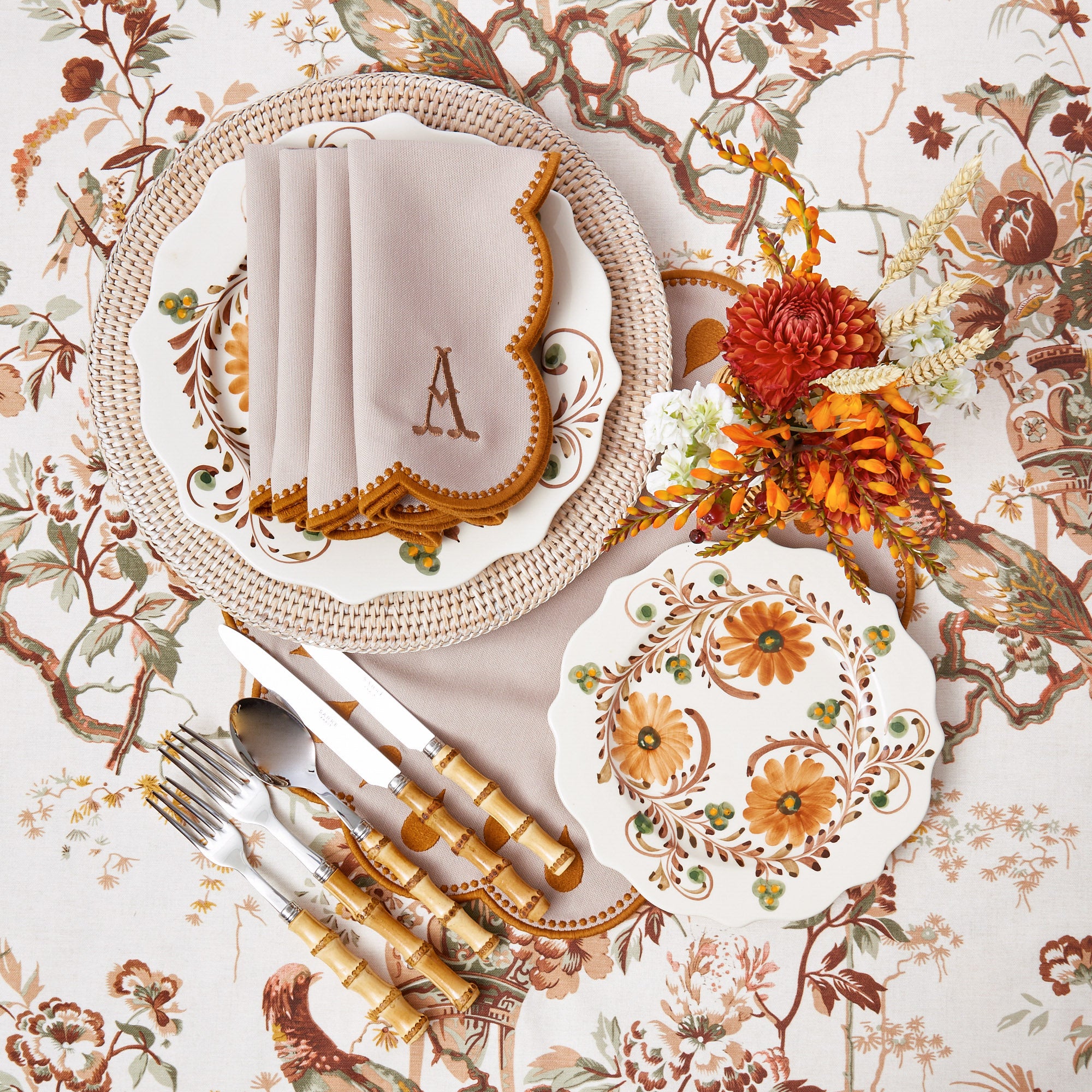 Bettina Taupe & Mustard Placemats & Napkins (Set of 4)