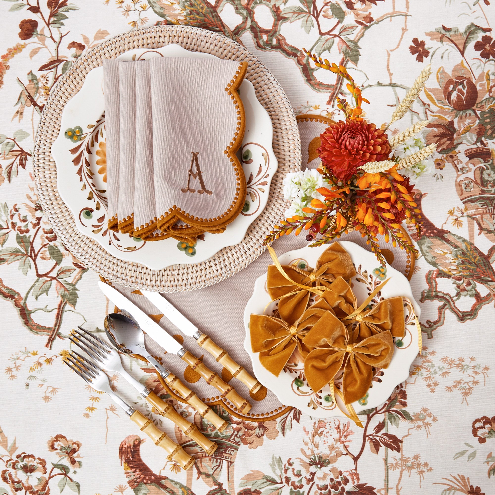 Bettina Taupe & Mustard Napkins (Set of 4)