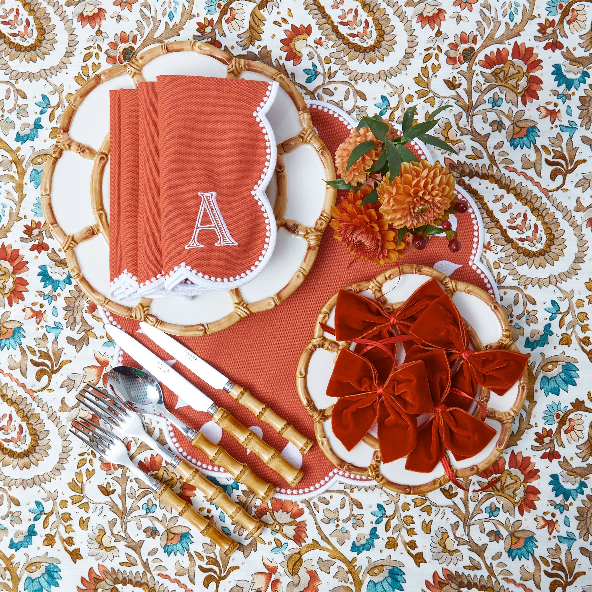 Burnt Orange Napkin Bows (Set of 4)
