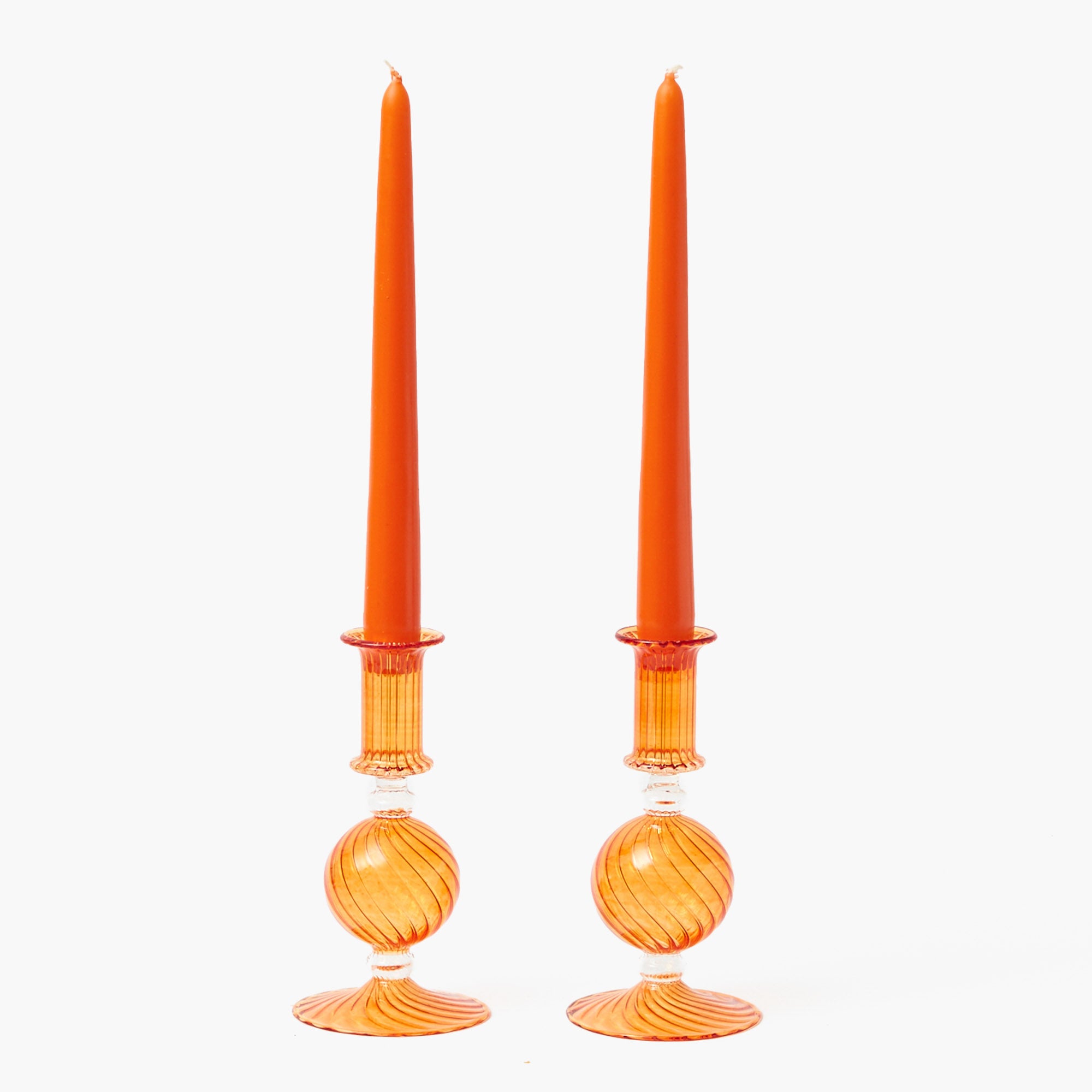 Small Camille Orange Candle Holder (Pair)