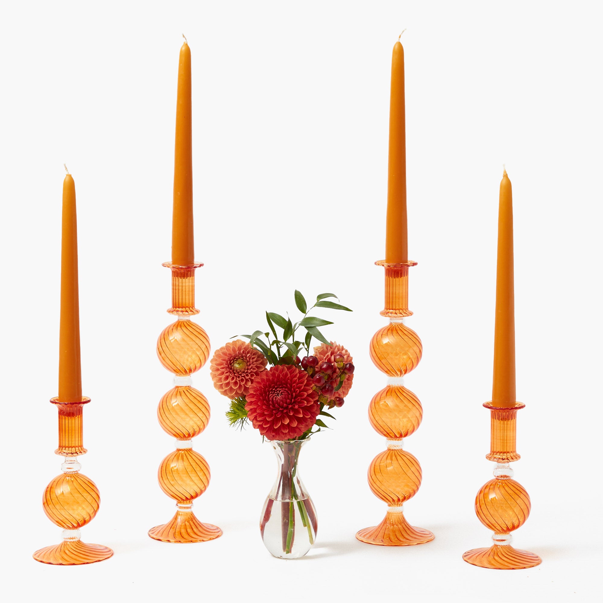 Small Camille Orange Candle Holder (Pair)