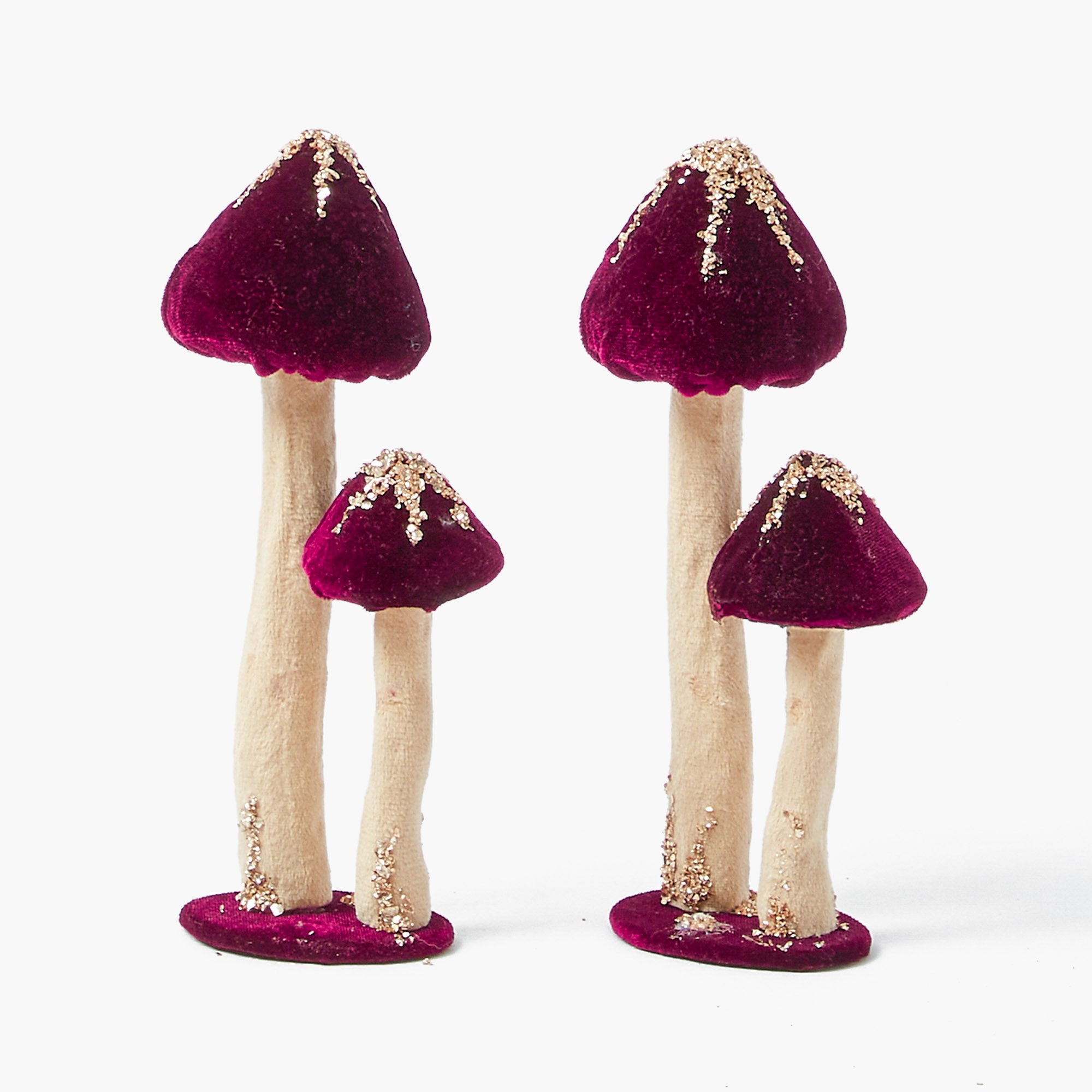 Aubergine Glitter Velvet Mushroom Family (Set of 6)
