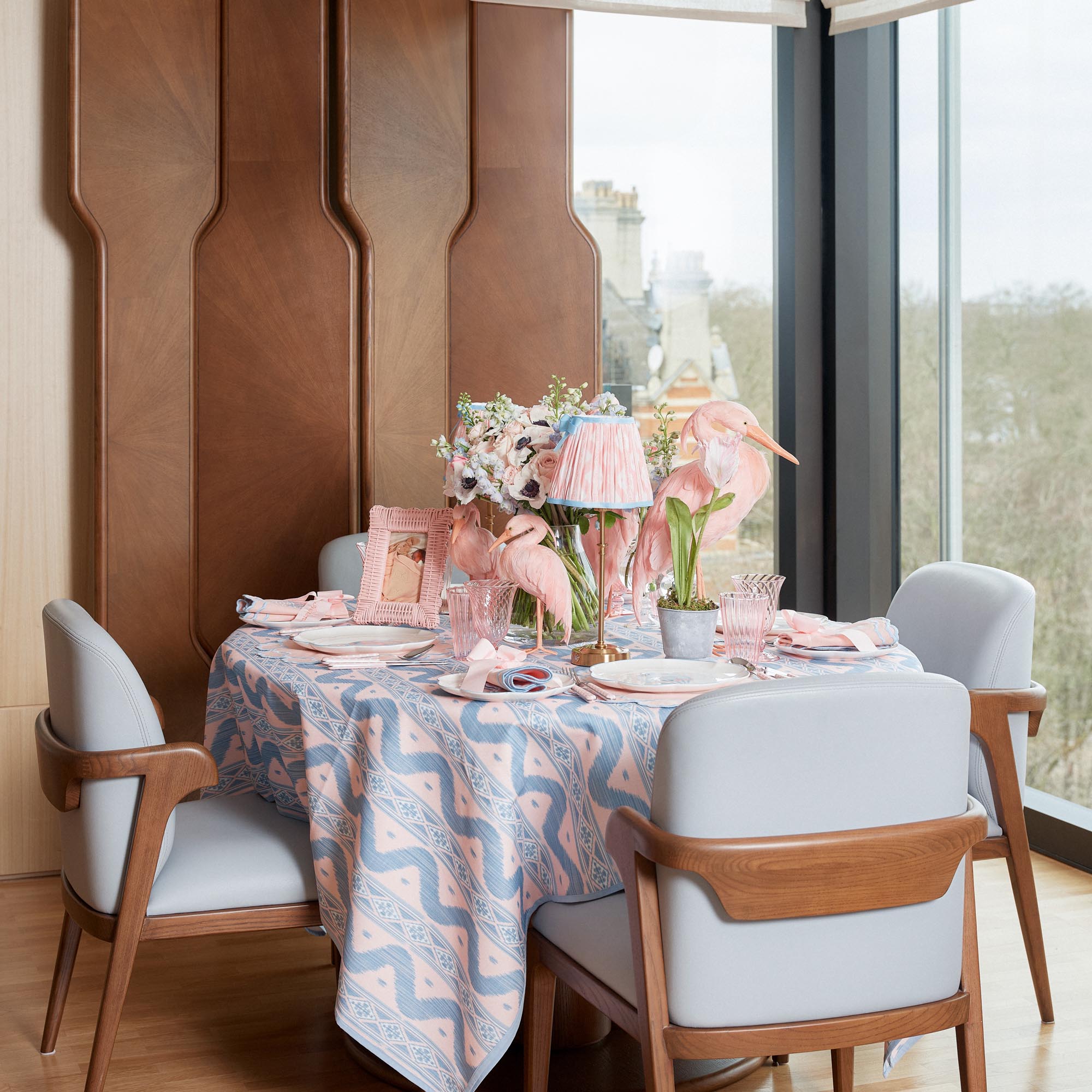 Pink & Blue Ikat Tablecloth