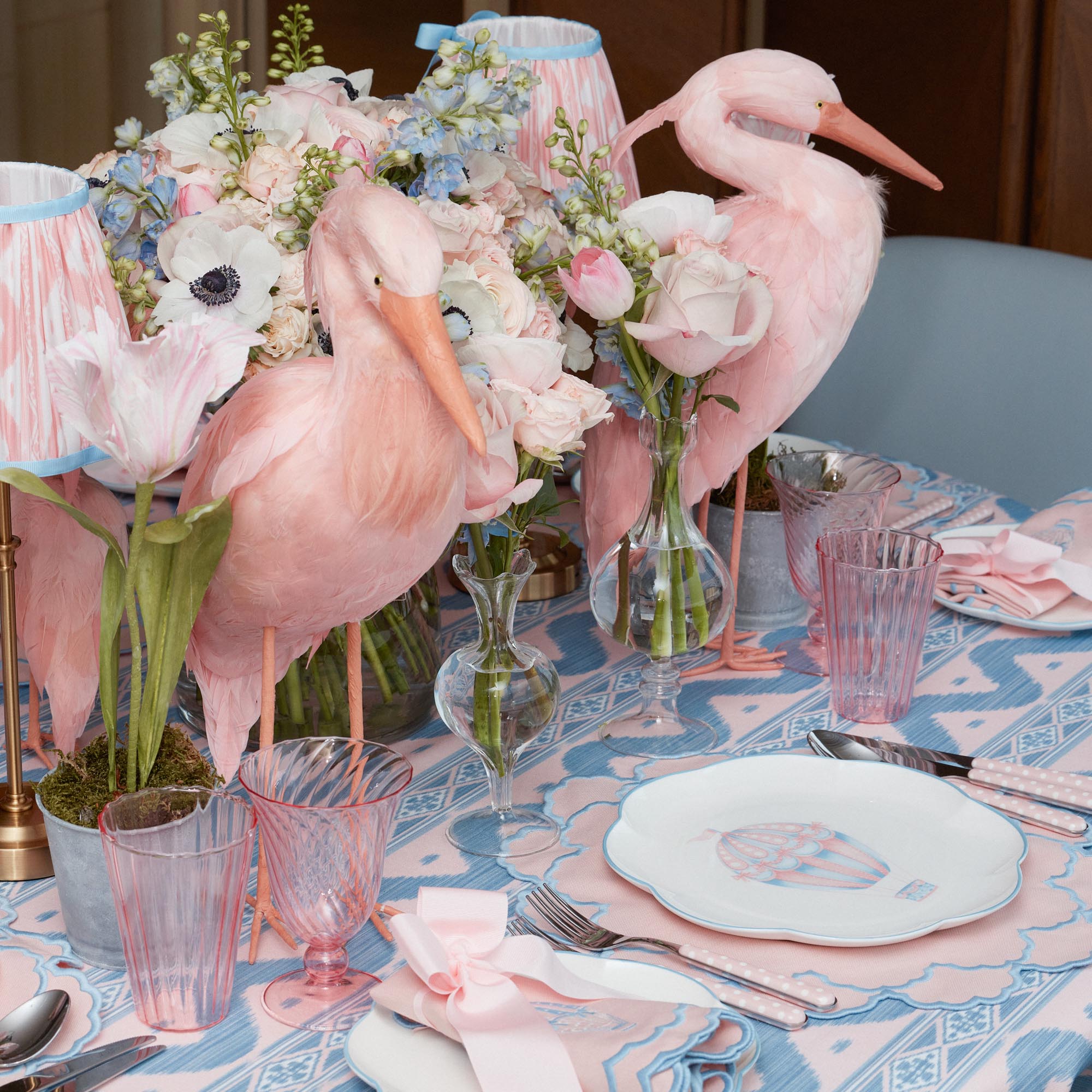 Pink & Blue Ikat Tablecloth