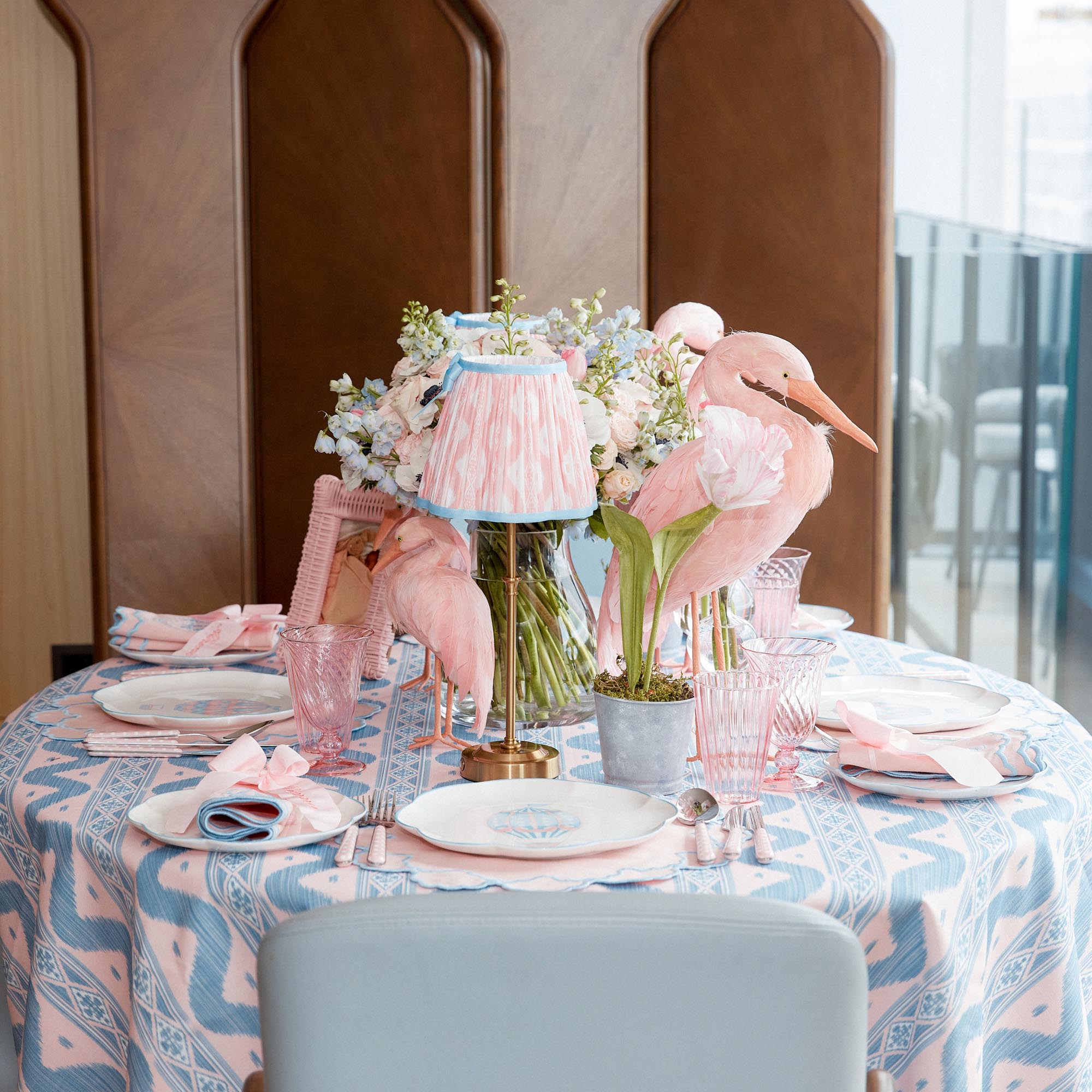 Pink & Blue Ikat Tablecloth