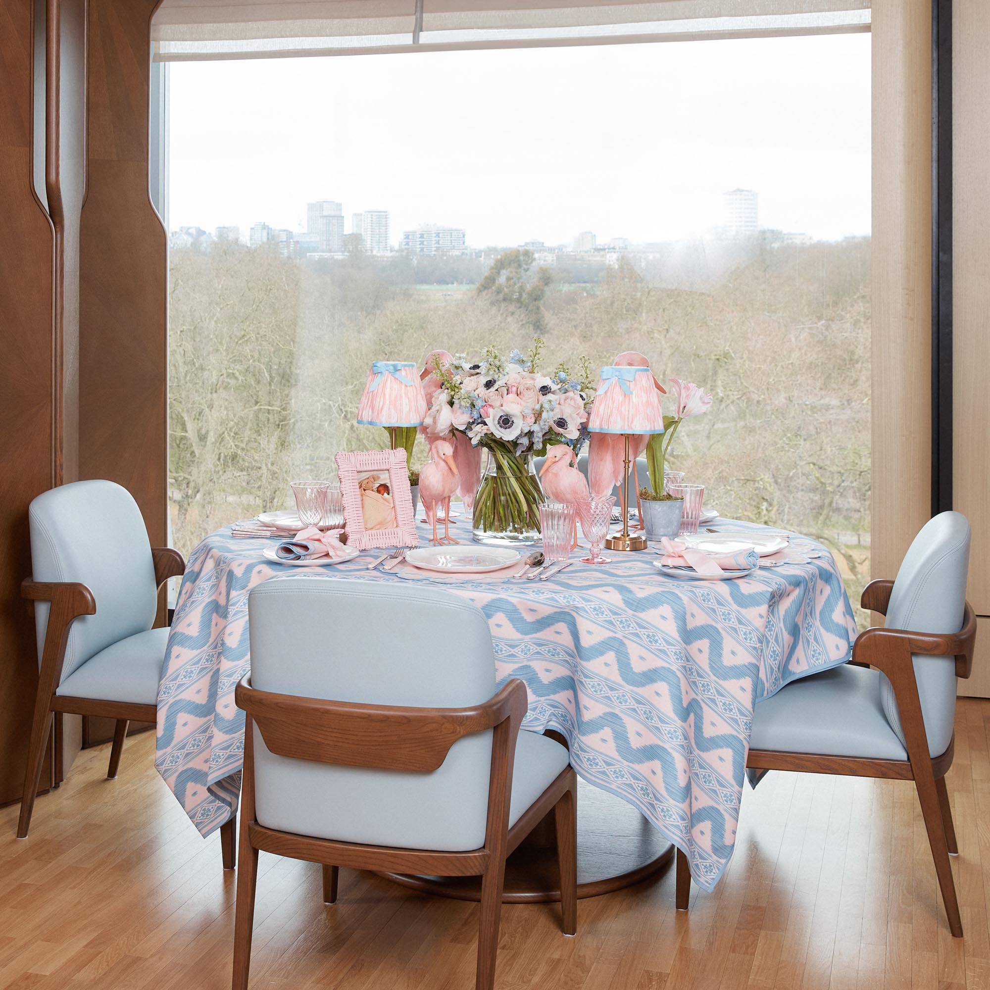 Pink & Blue Ikat Tablecloth