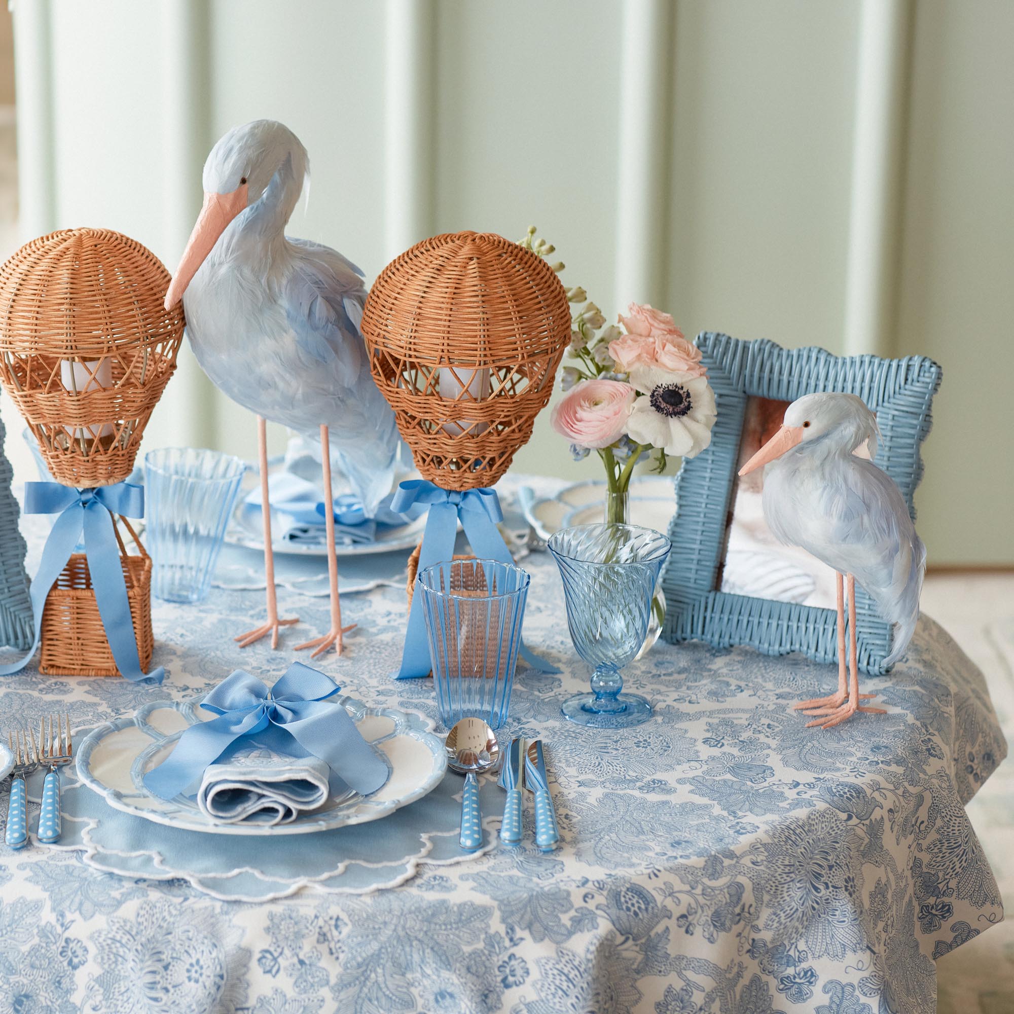 Blue Saskia Stork (Pair) - 25cm