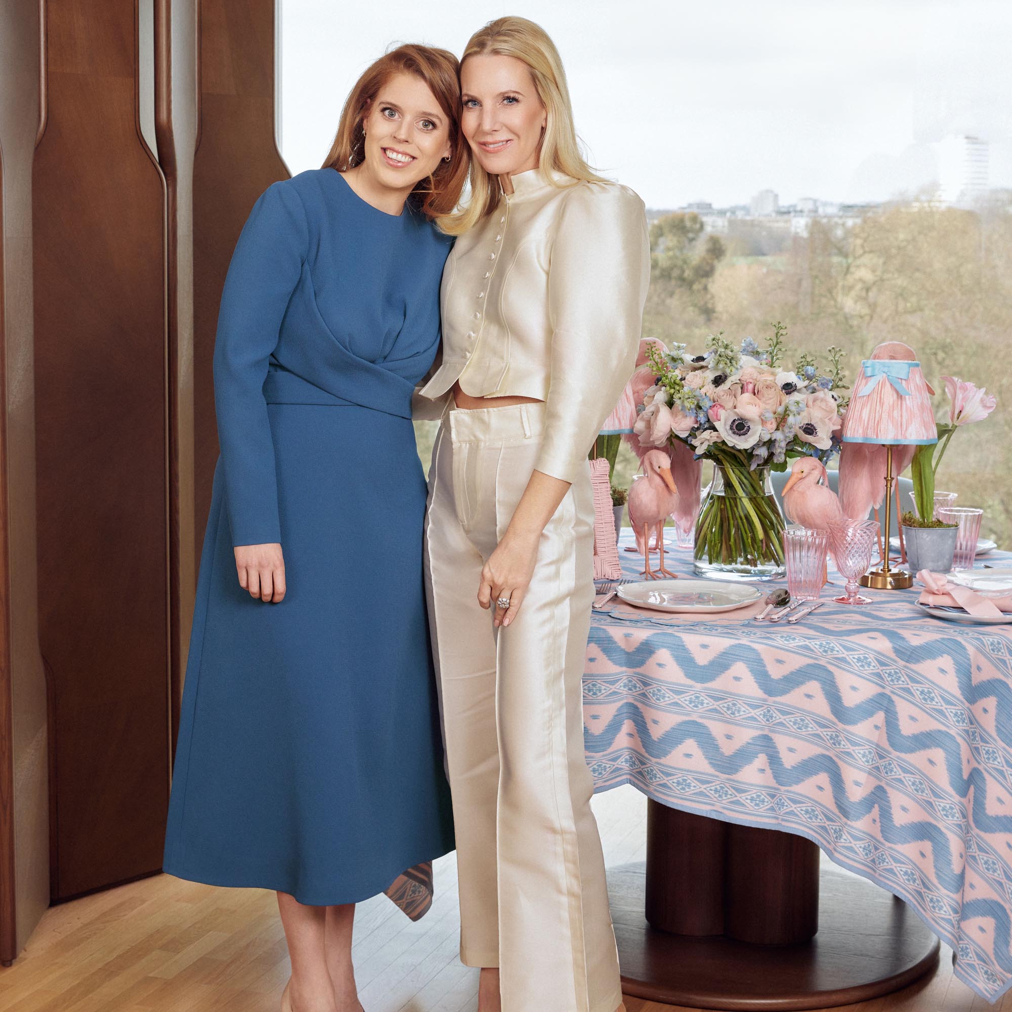 Sarah Pink & Blue Hot Air Balloon Embroidered Napkins (Set of 4)