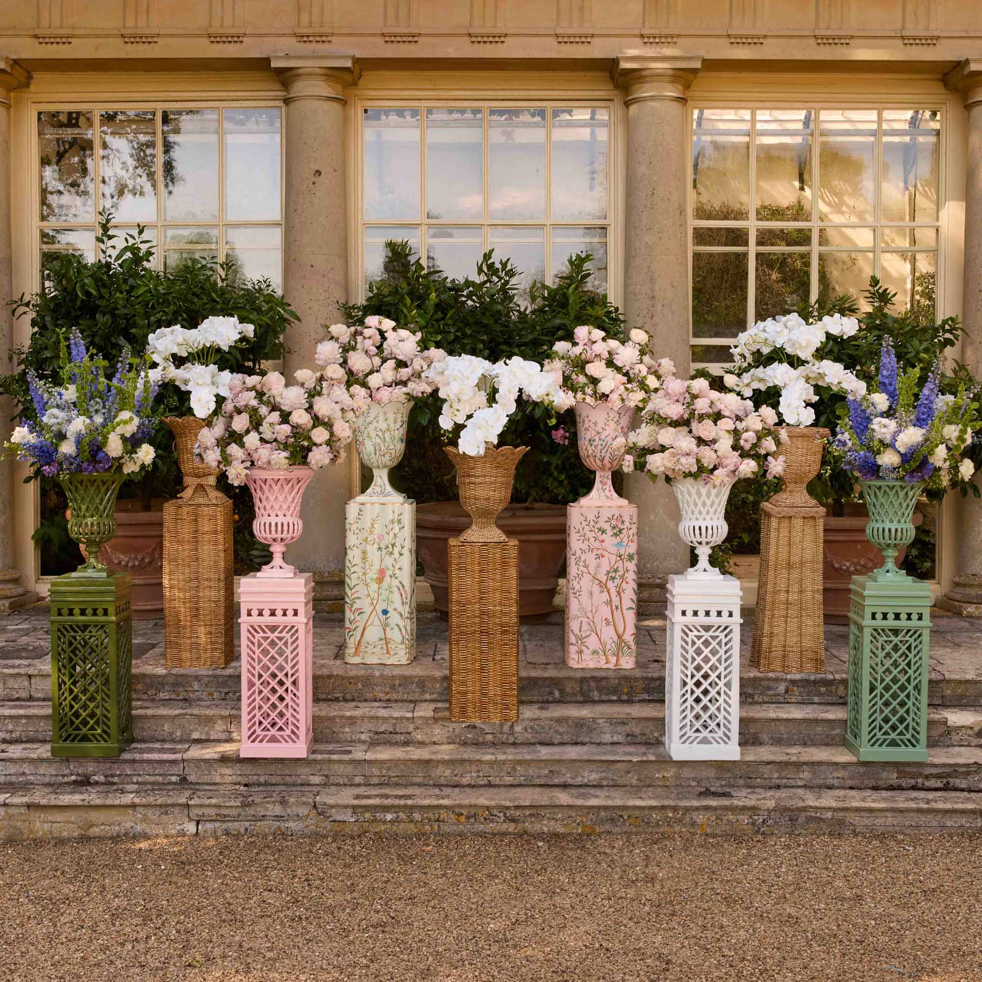 Bettina Rattan Urn & Pedestal