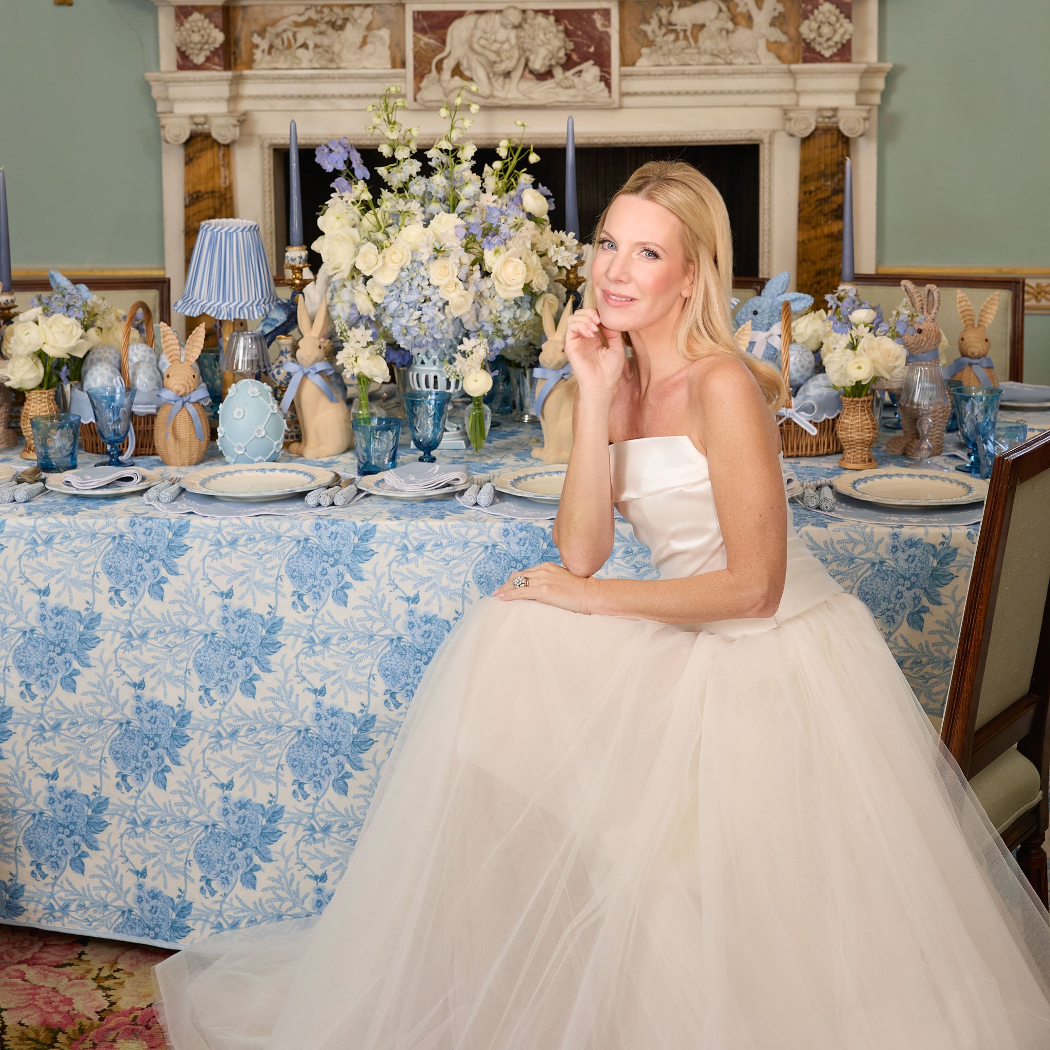 Eloise Blue Gingham Placemats & Napkins (Set of 4)