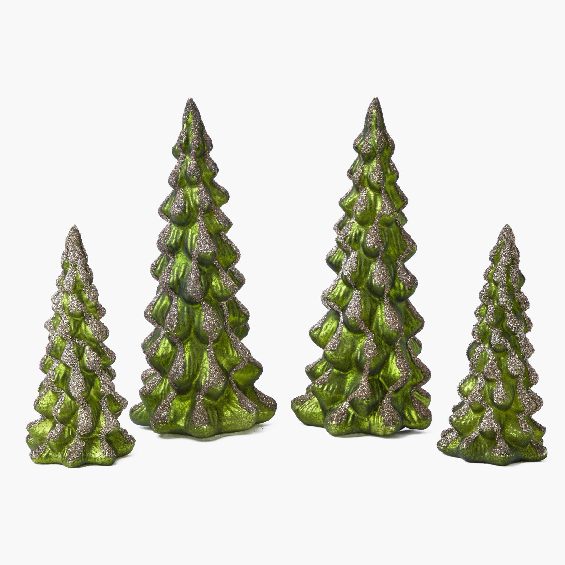 Emerald Glass Christmas Tree Family