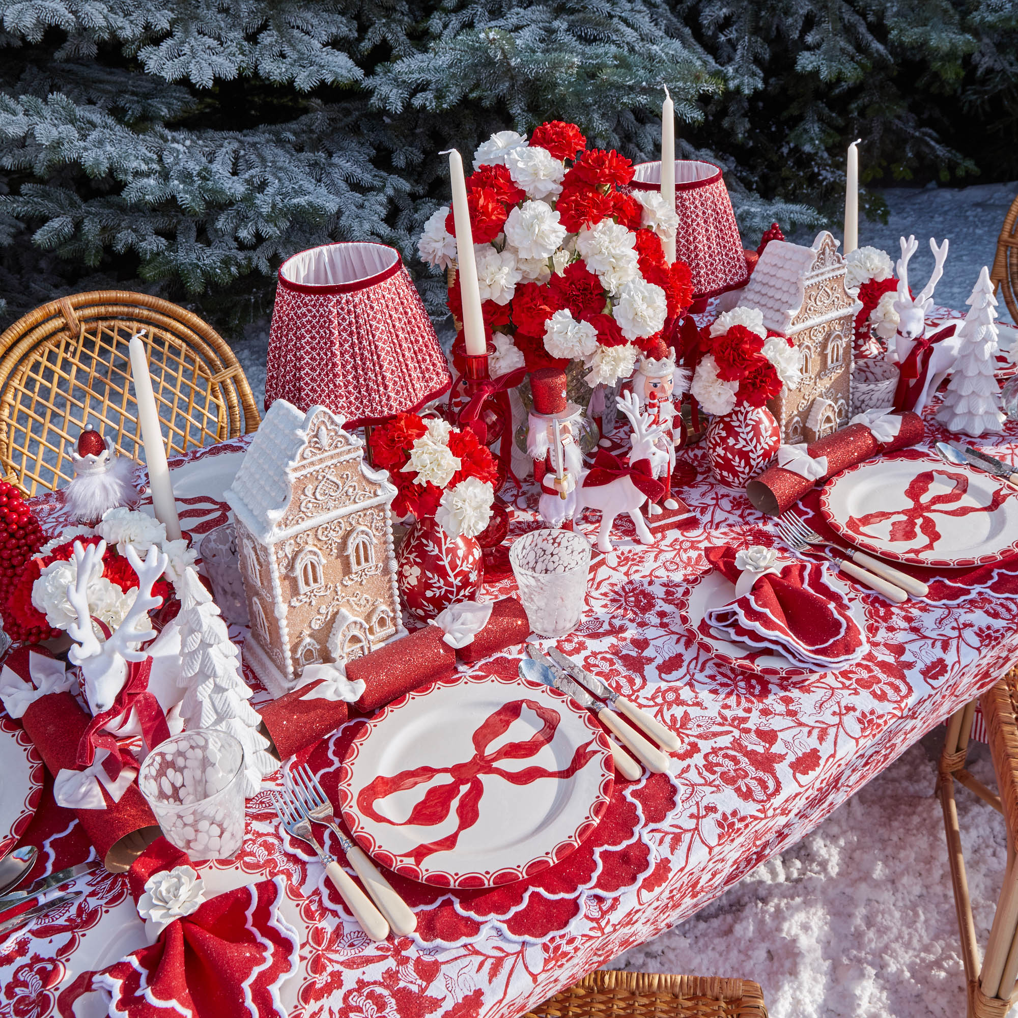 Red Hand Painted Tole Bud Vases (Set of 3)