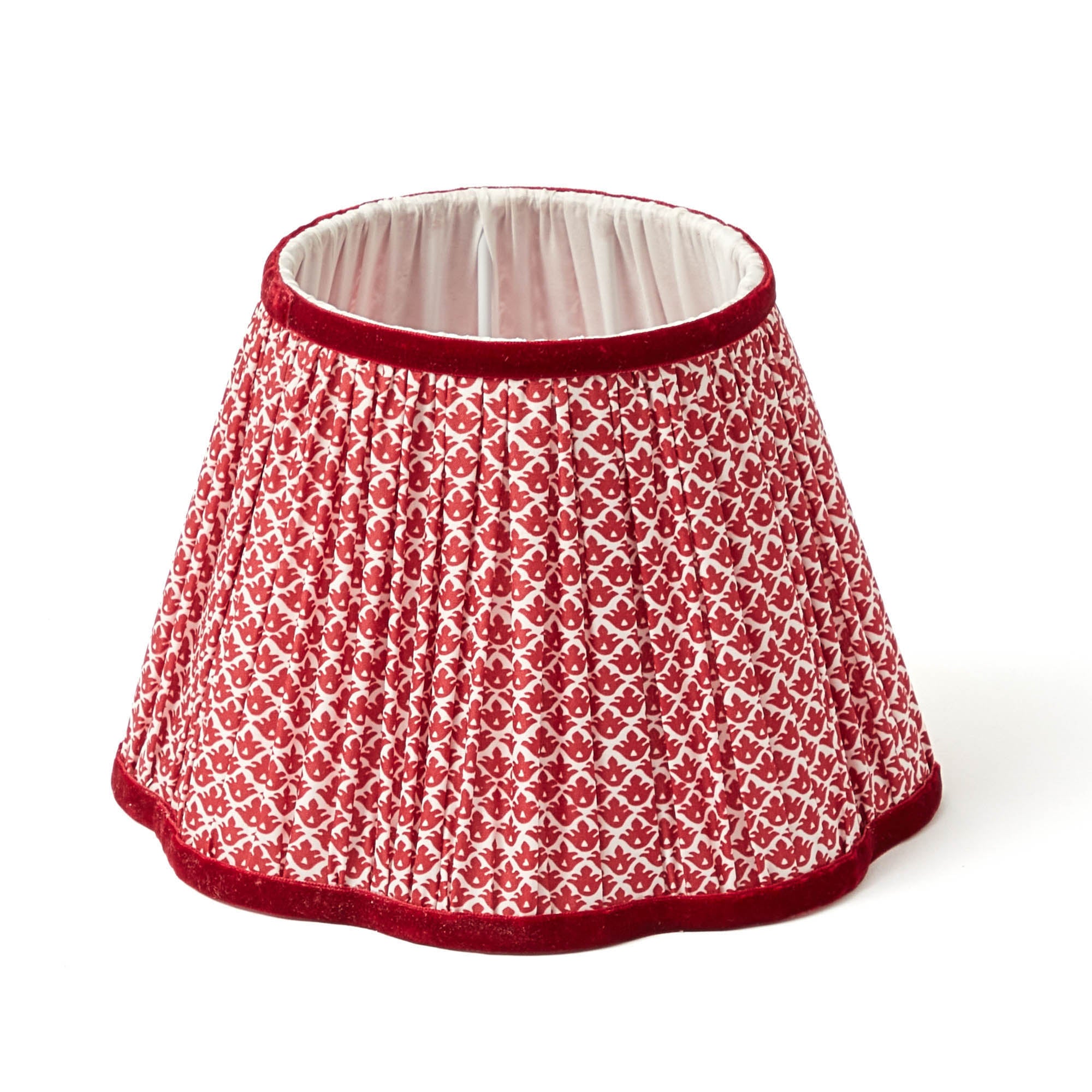 Chinoiserie Rechargeable Lamp with Red Lotus Shade (22cm)