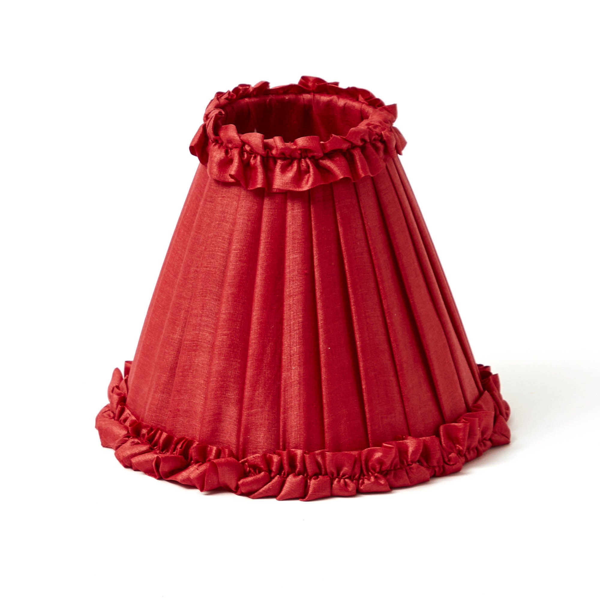 Edie Tall Rechargeable Lamp with Red Frilled Shade (18cm)