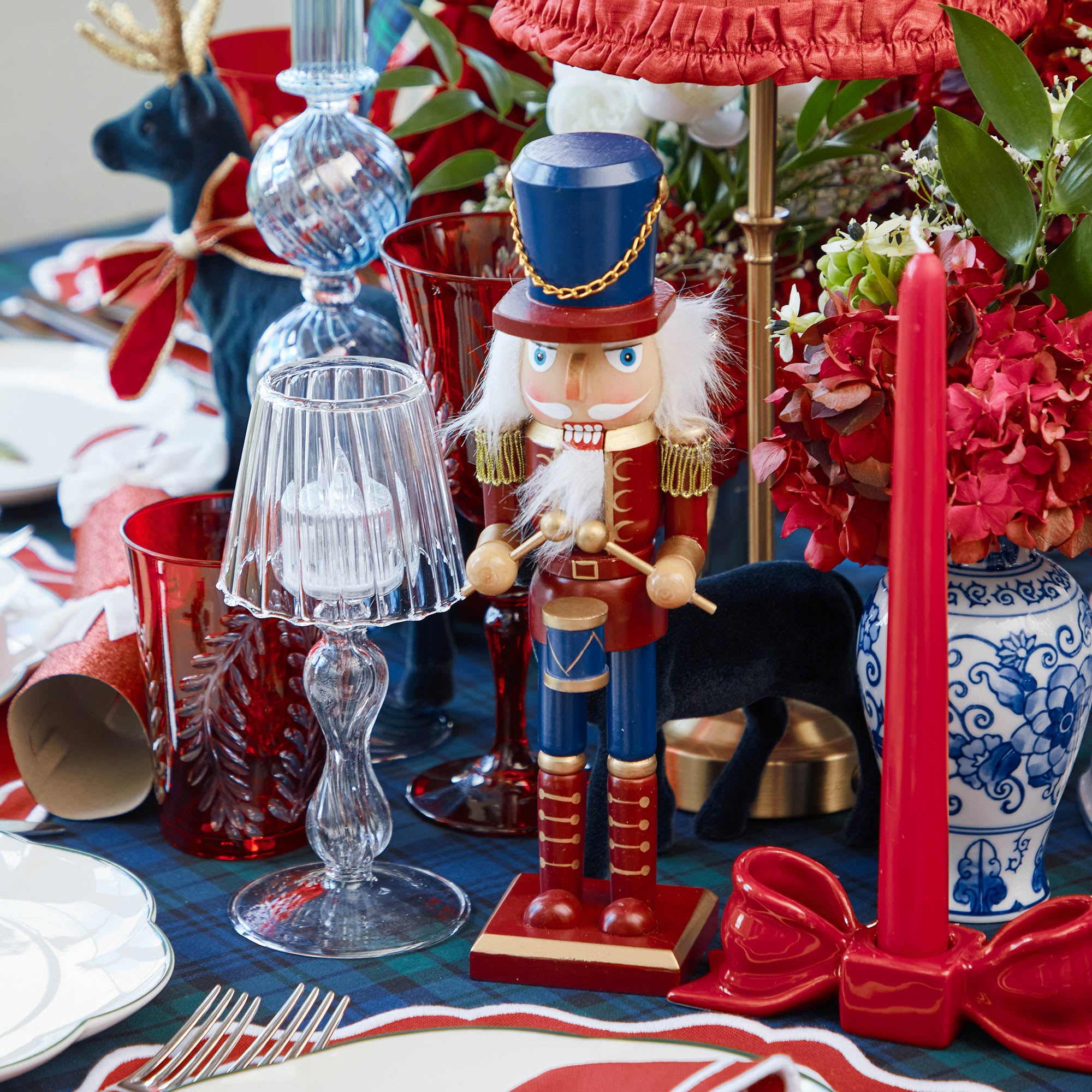 Red Ceramic Bow Candleholder (Pair)