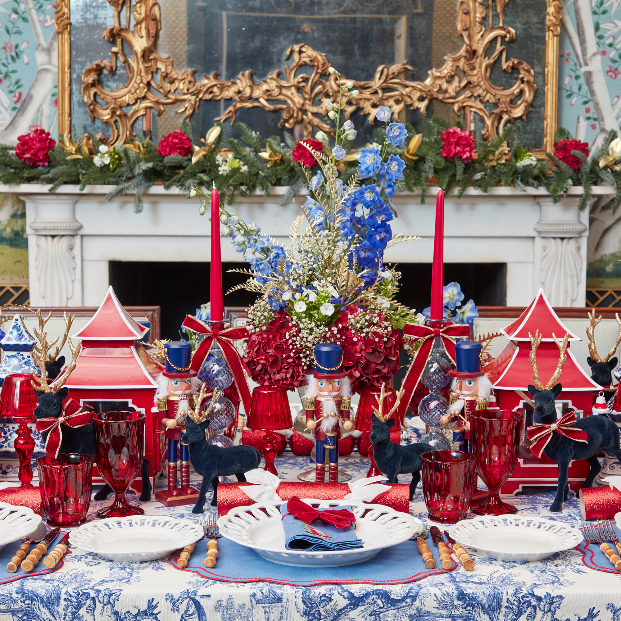 Gold Trimmed Red Velvet Bows (Set of 4) - 20cm