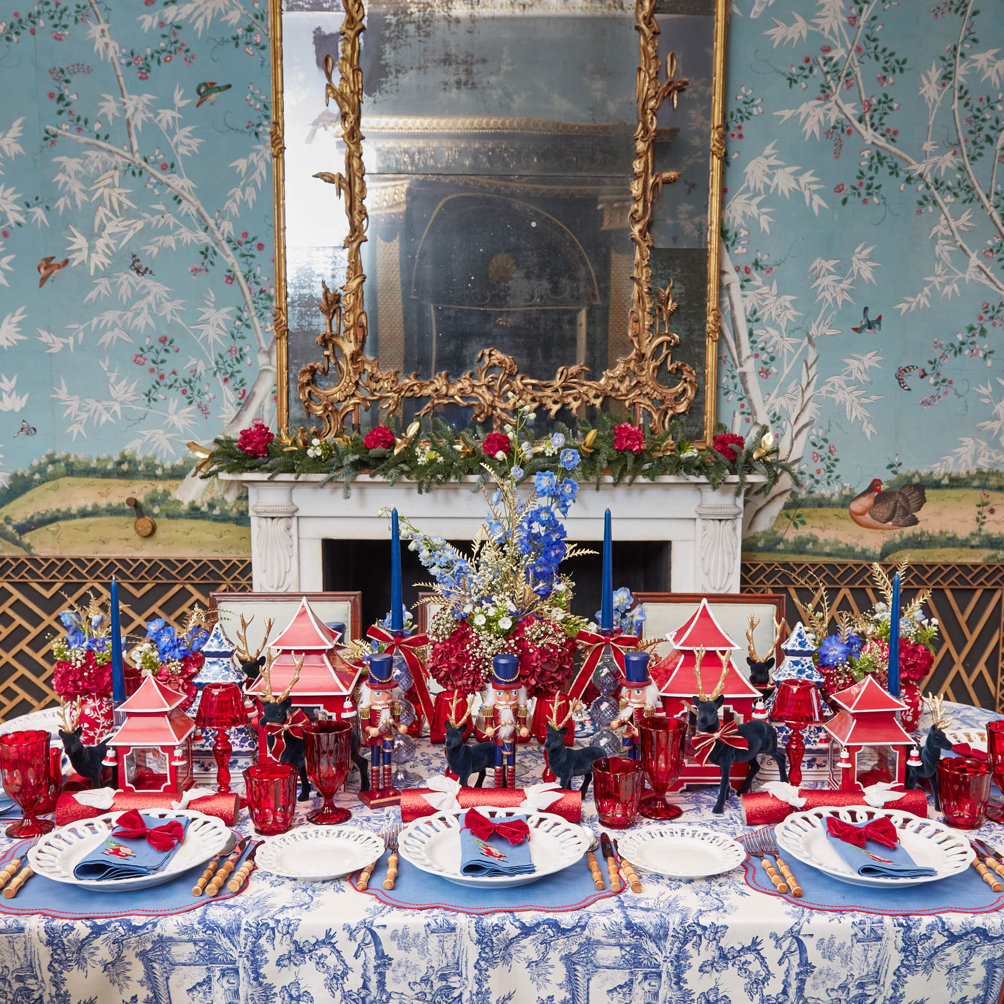 Burgundy Flocked Fir Tree (Pair)