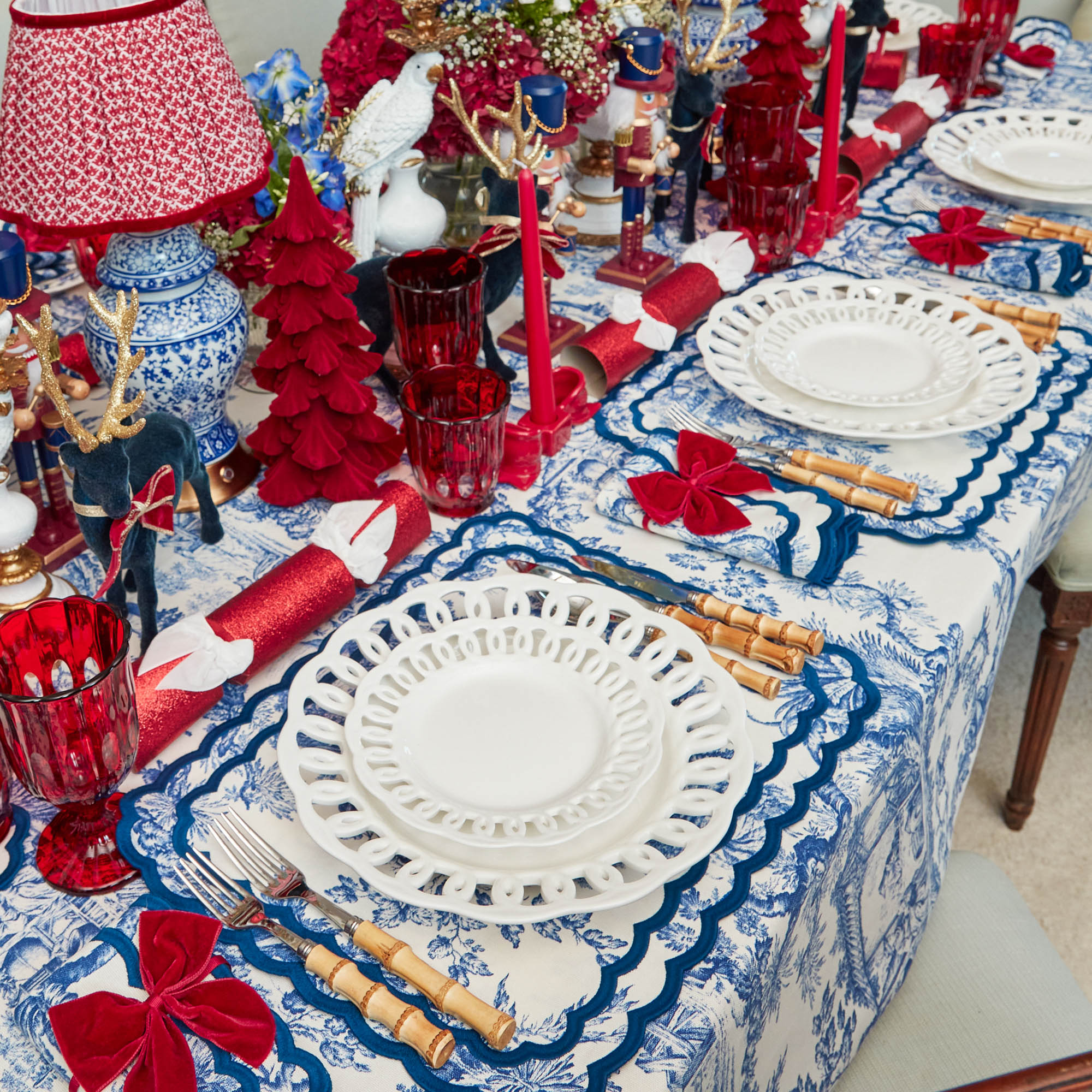 Burgundy Flocked Fir Tree (Pair)