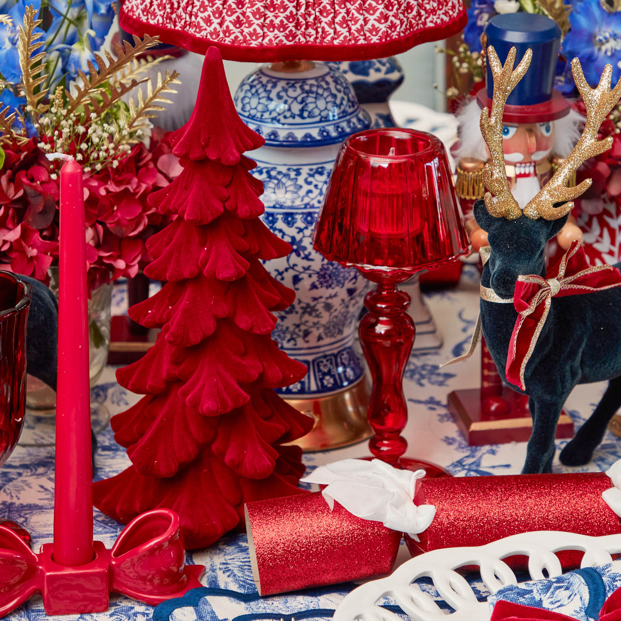 Red Glass Lantern Tea Light Holder (Pair) - 24 cm