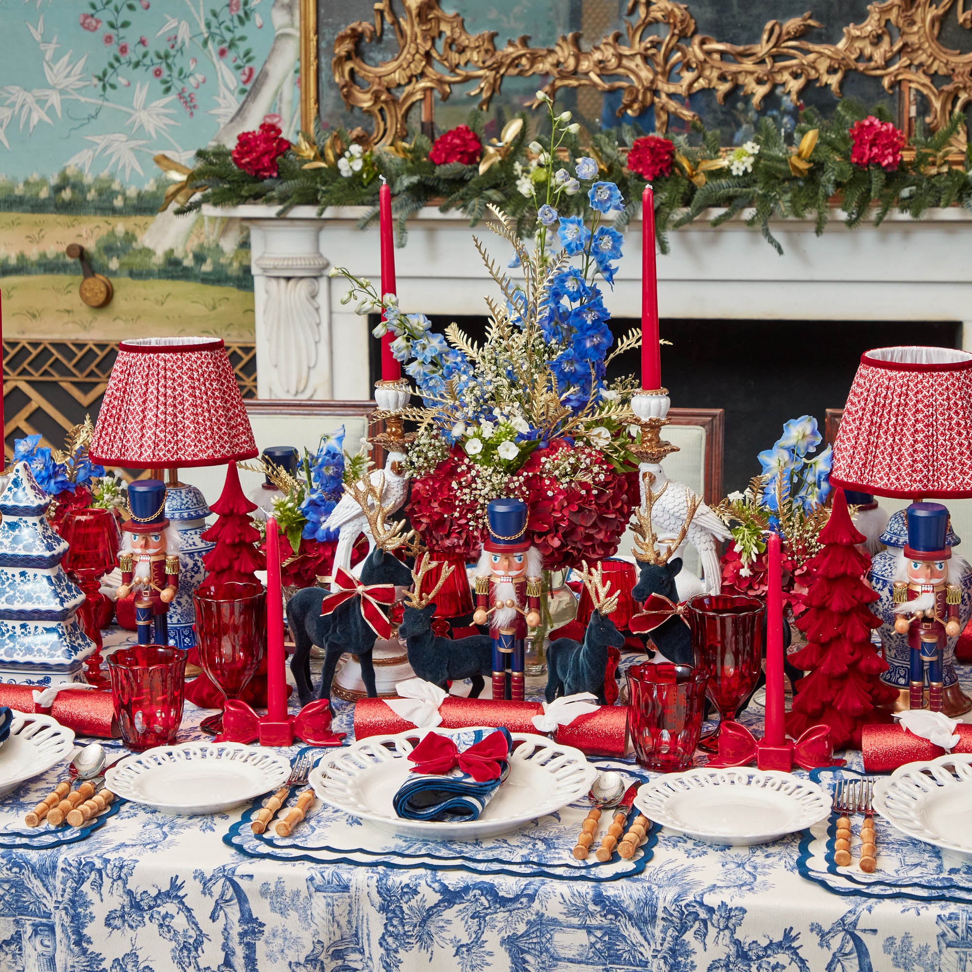 Red Glass Lantern Tea Light Holder (Pair) - 24 cm