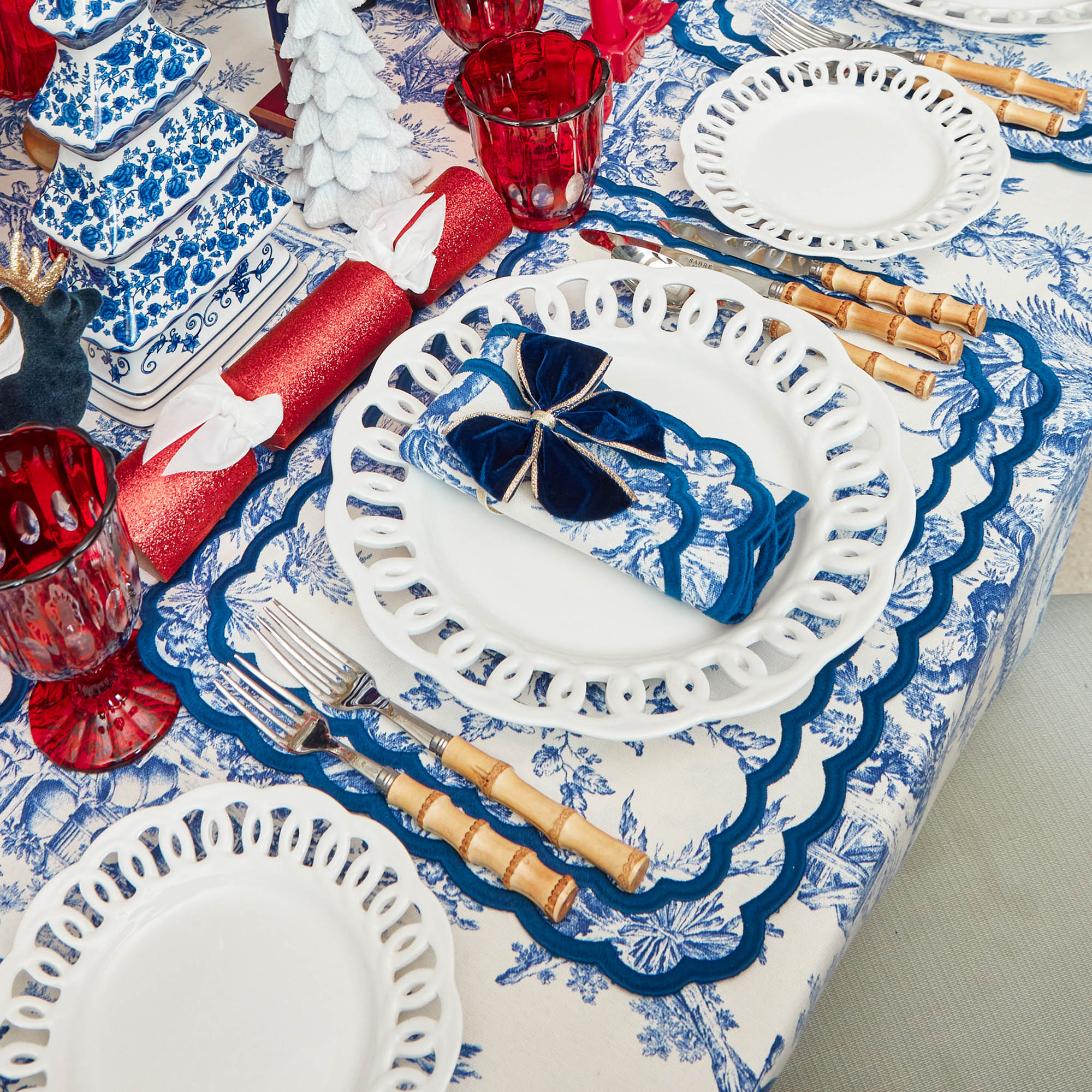 Isla Blue Toile Tablecloth