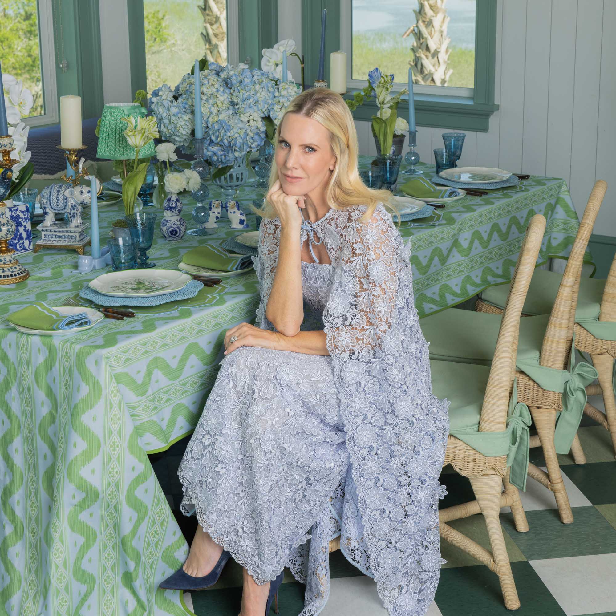 Blue Palm Wine Glasses (Set of 4)