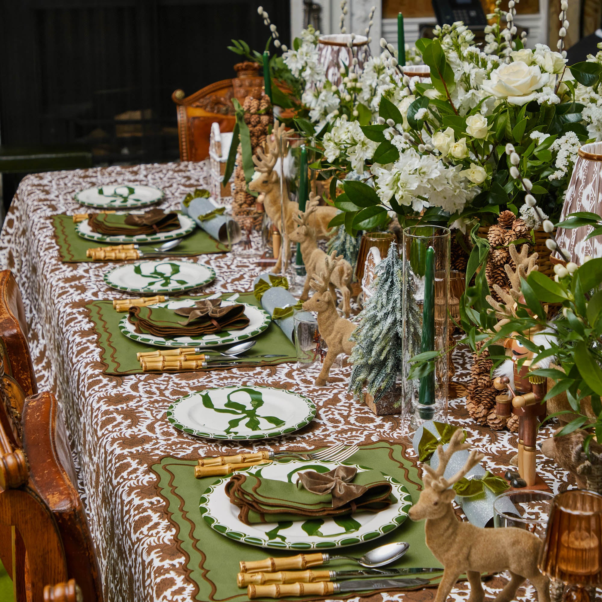 Katherine Green & Chocolate Placemats & Napkins (Set of 4)