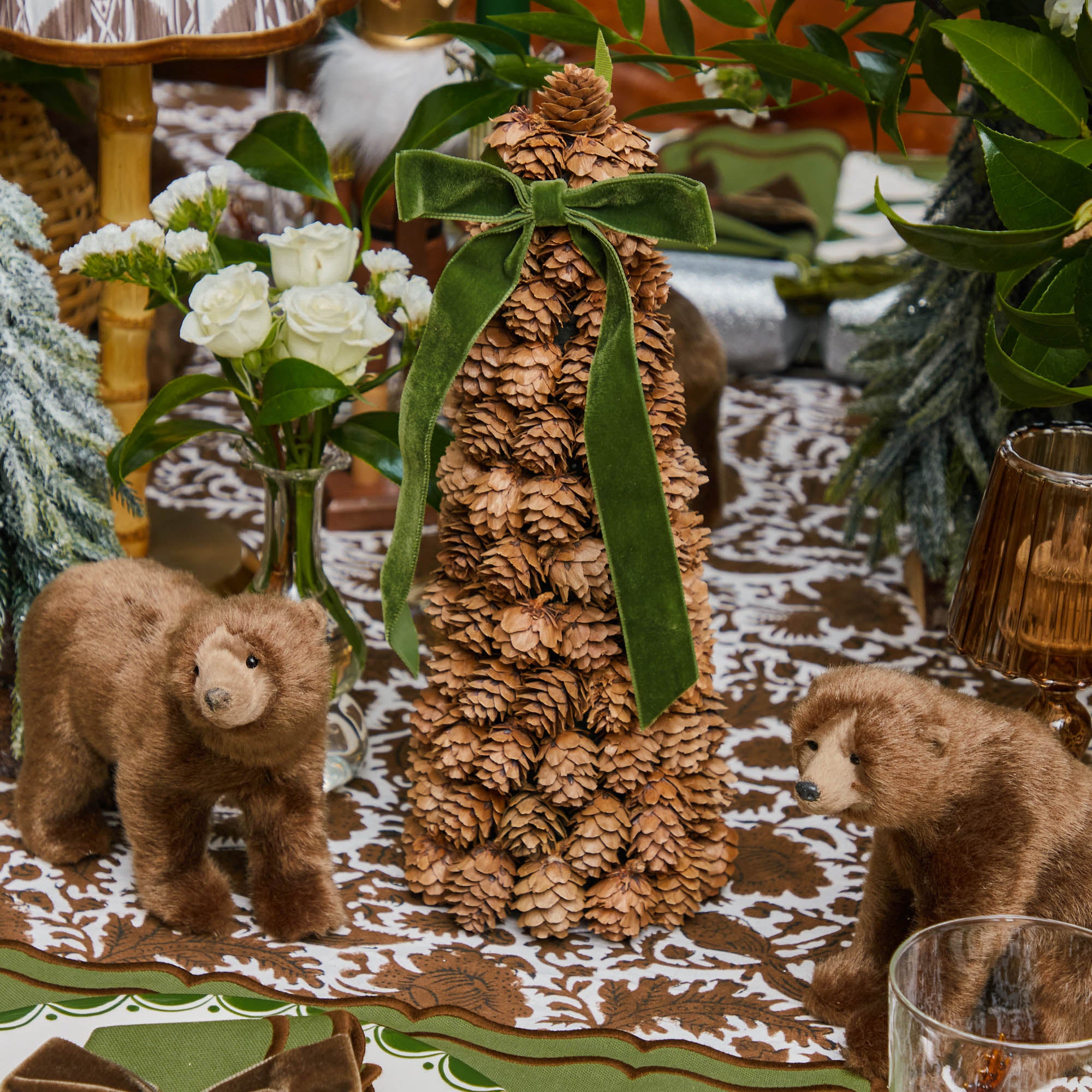 Forest Green Velvet Bow (Set of 4) - 20cm