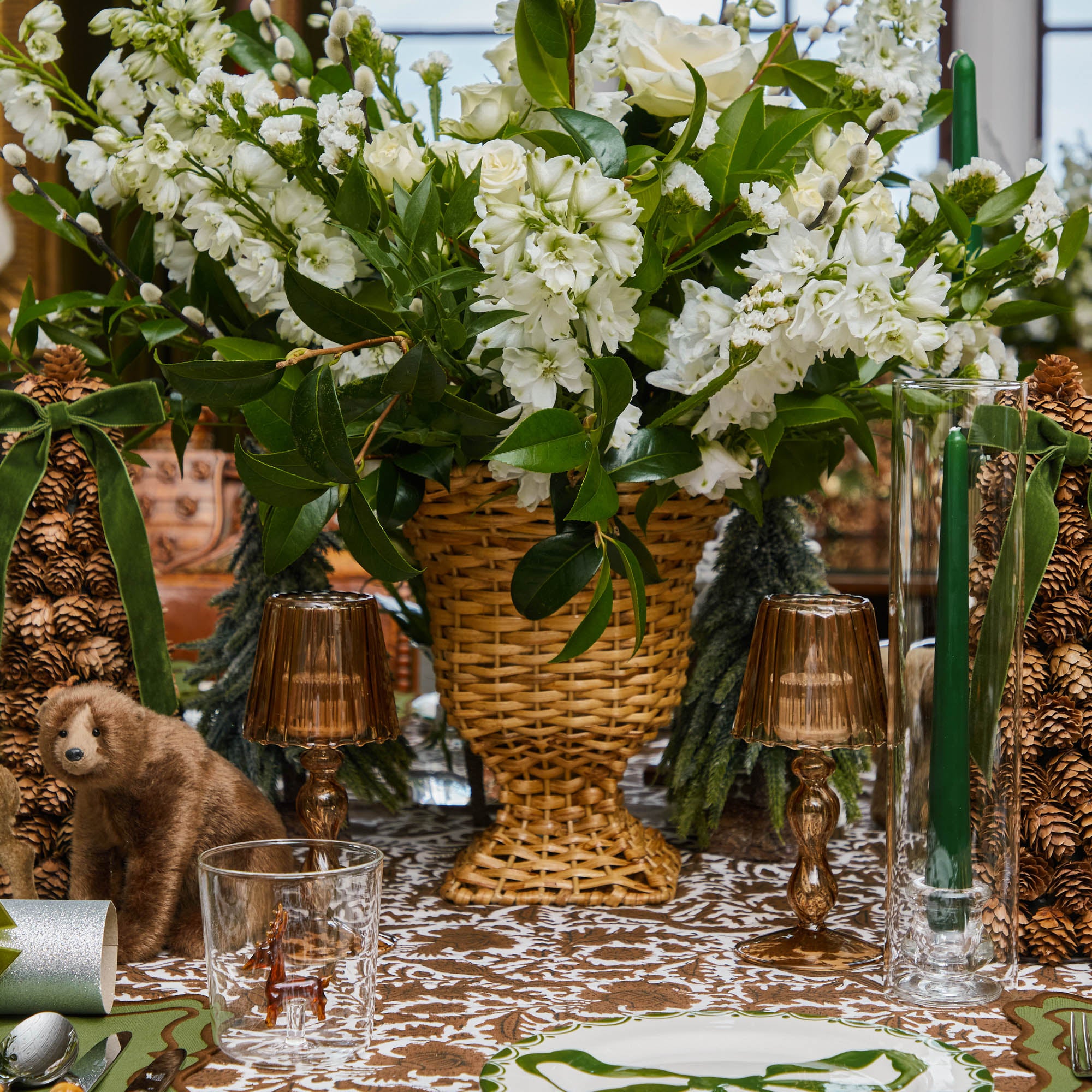 Chestnut Glass Lantern Tea Light Holder (Pair) - 18cm