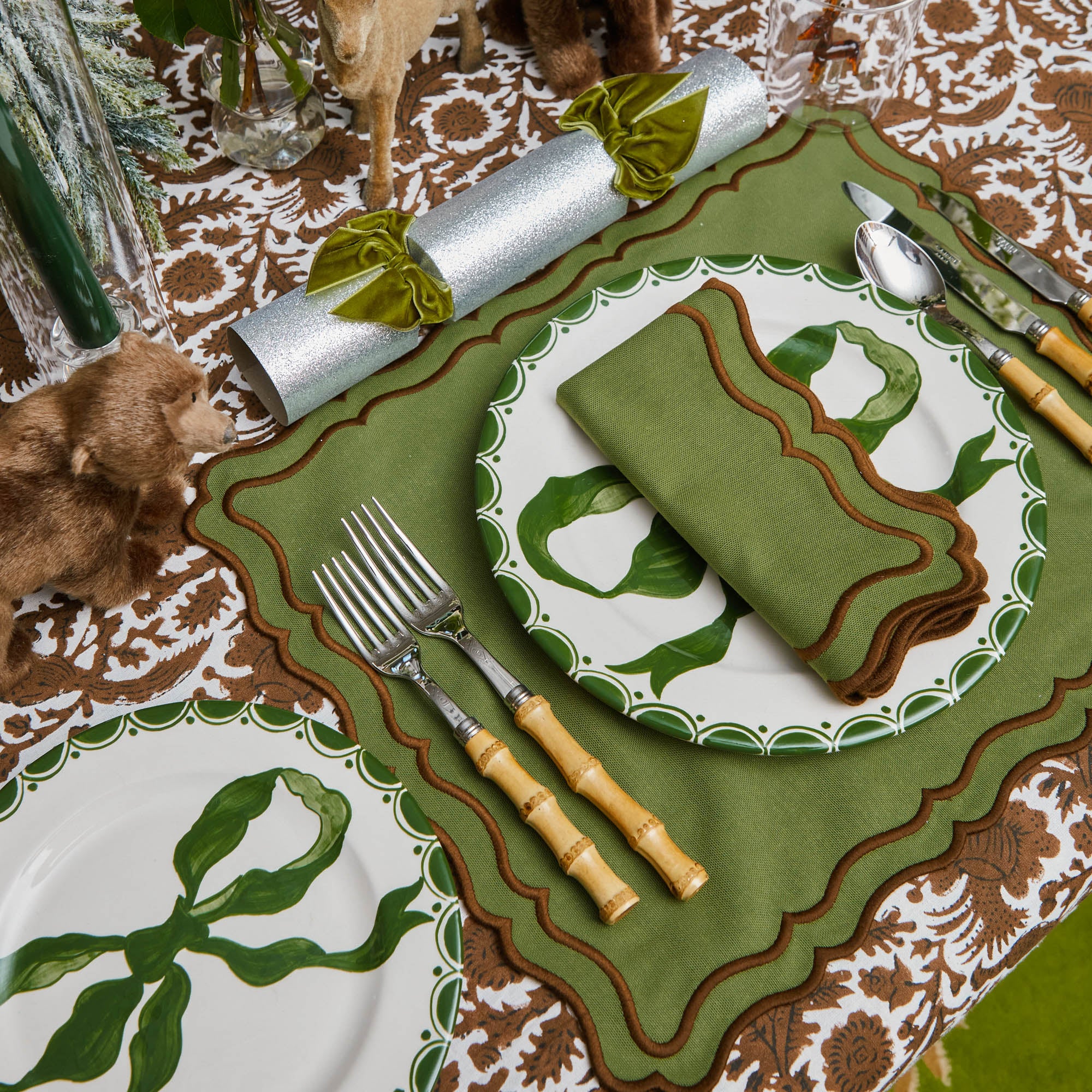 Katherine Green & Chocolate Napkins (Set of 4)