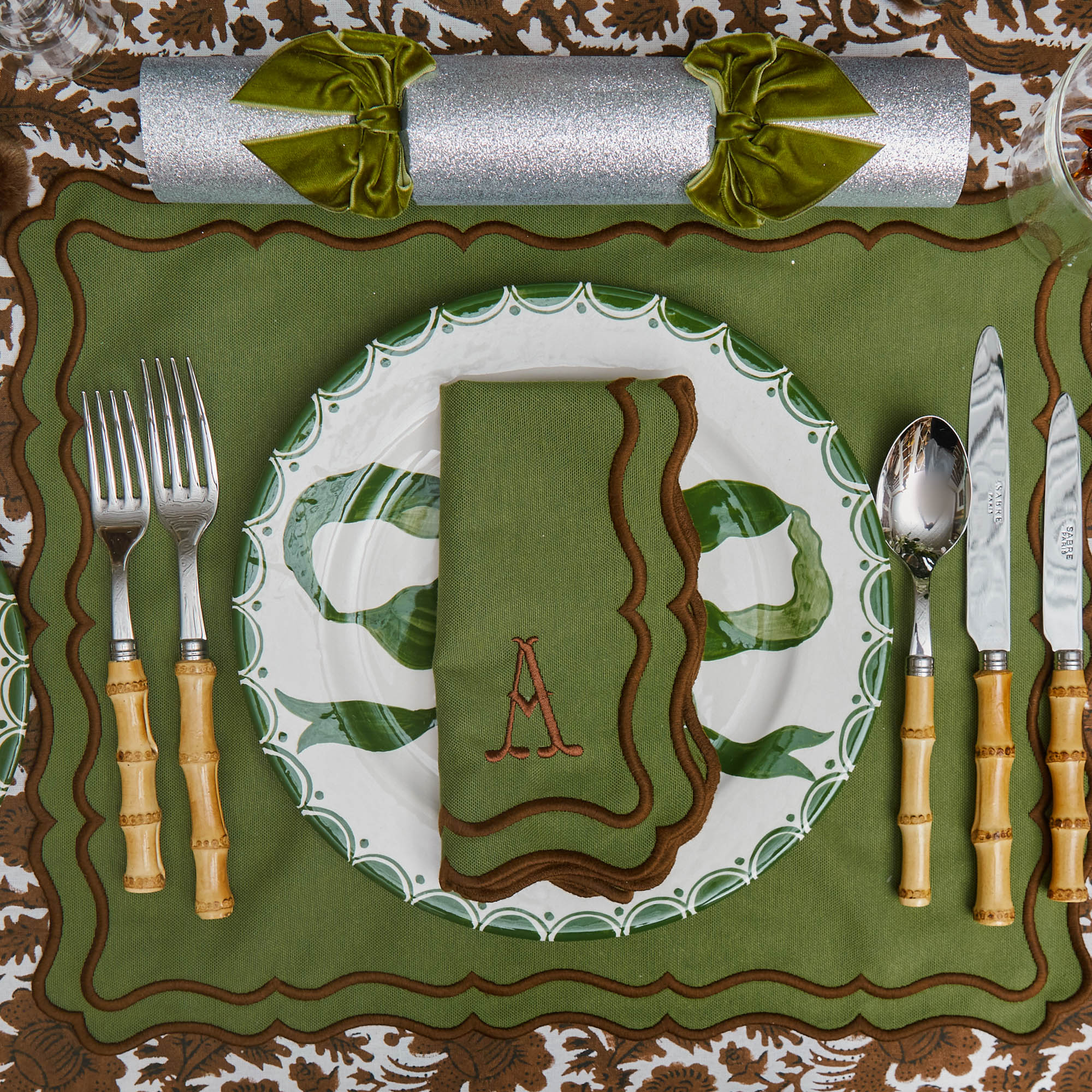 Katherine Green & Chocolate Napkins (Set of 4)