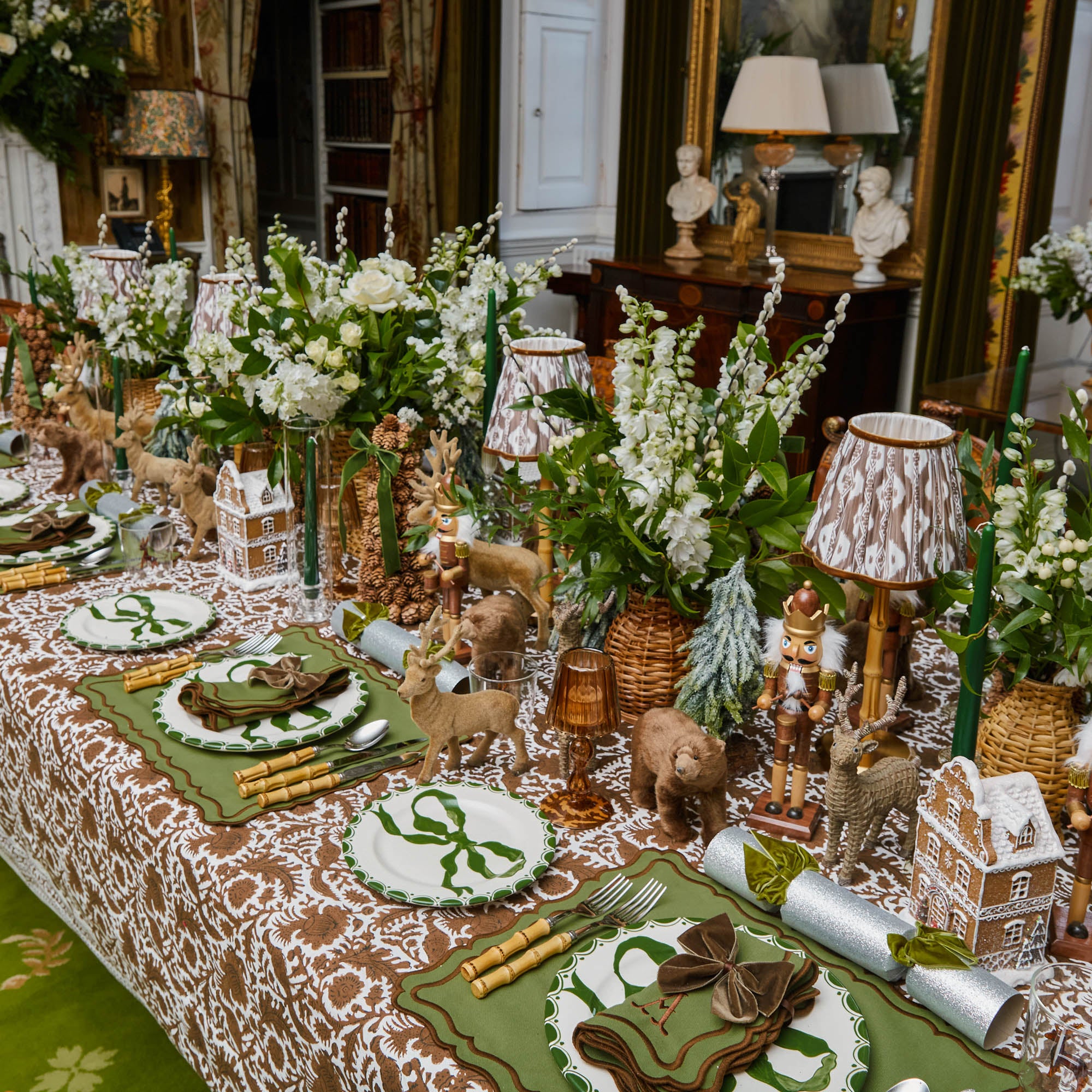 Katherine Green & Chocolate Placemats & Napkins (Set of 4)