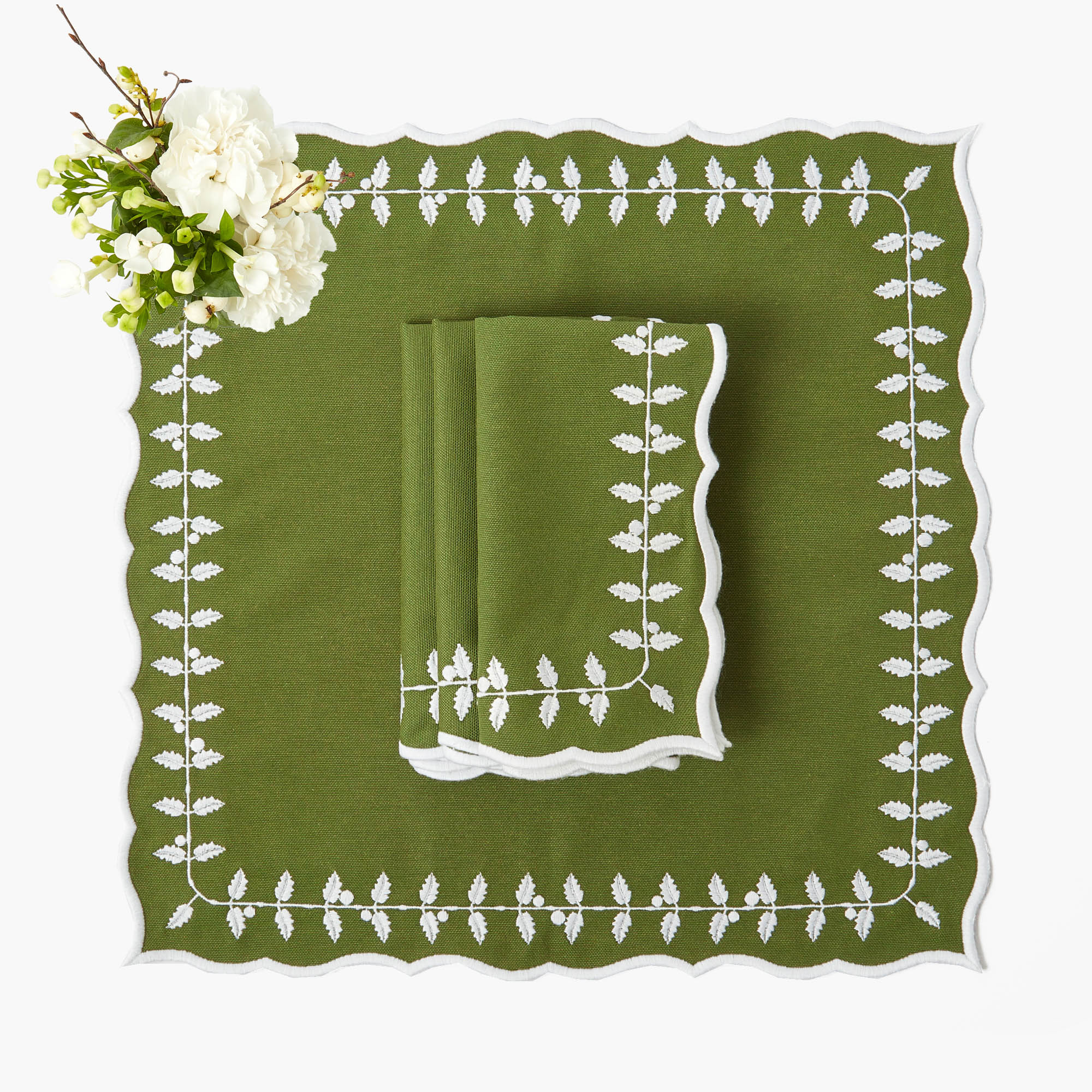 Green Bow Laurel Napkins (Set of 4)