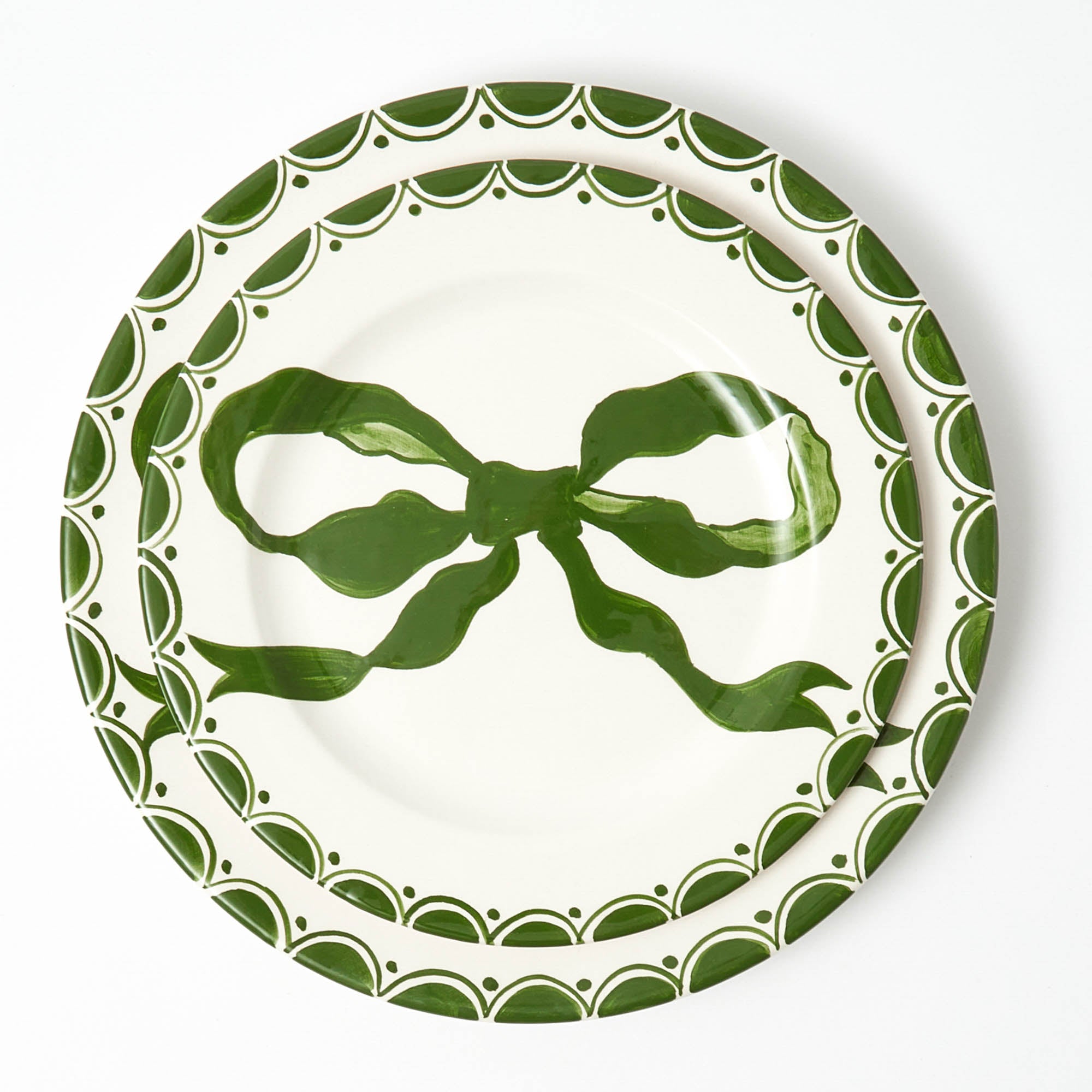 Marilyn Forest Green Bow Dinner & Starter Plates (Set of 8)