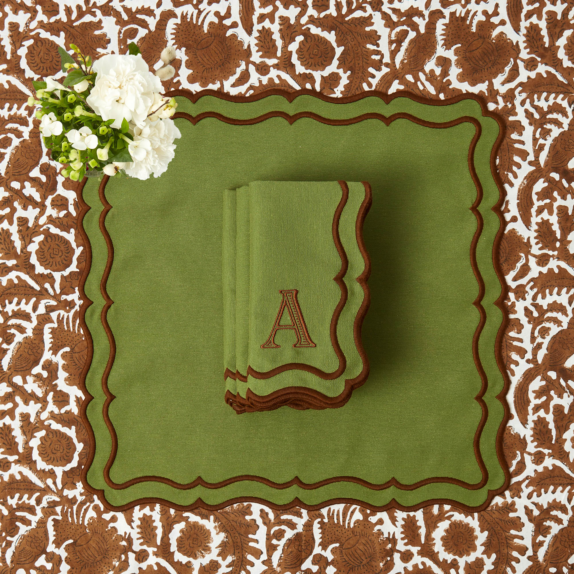 Katherine Green & Chocolate Napkins (Set of 4)