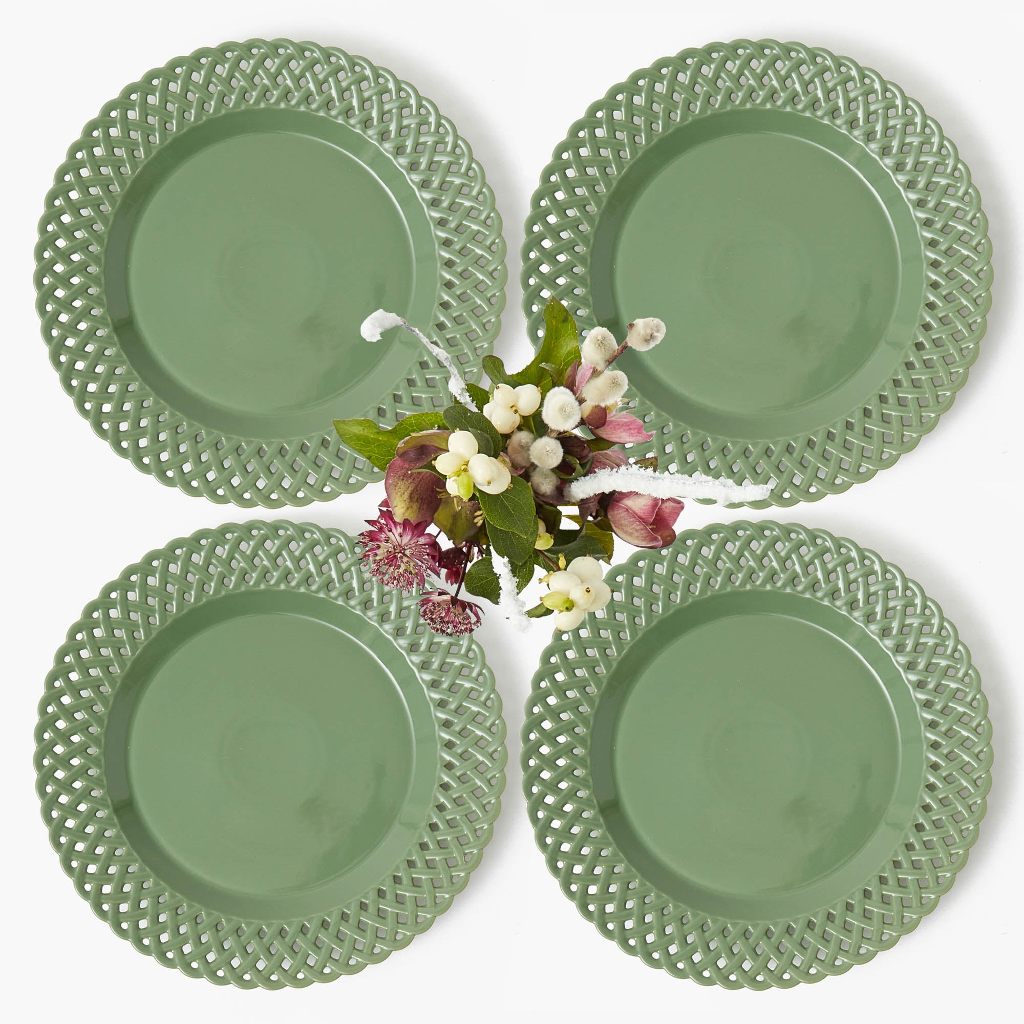 Sage Basketweave Dinner Plates (Set of 4)