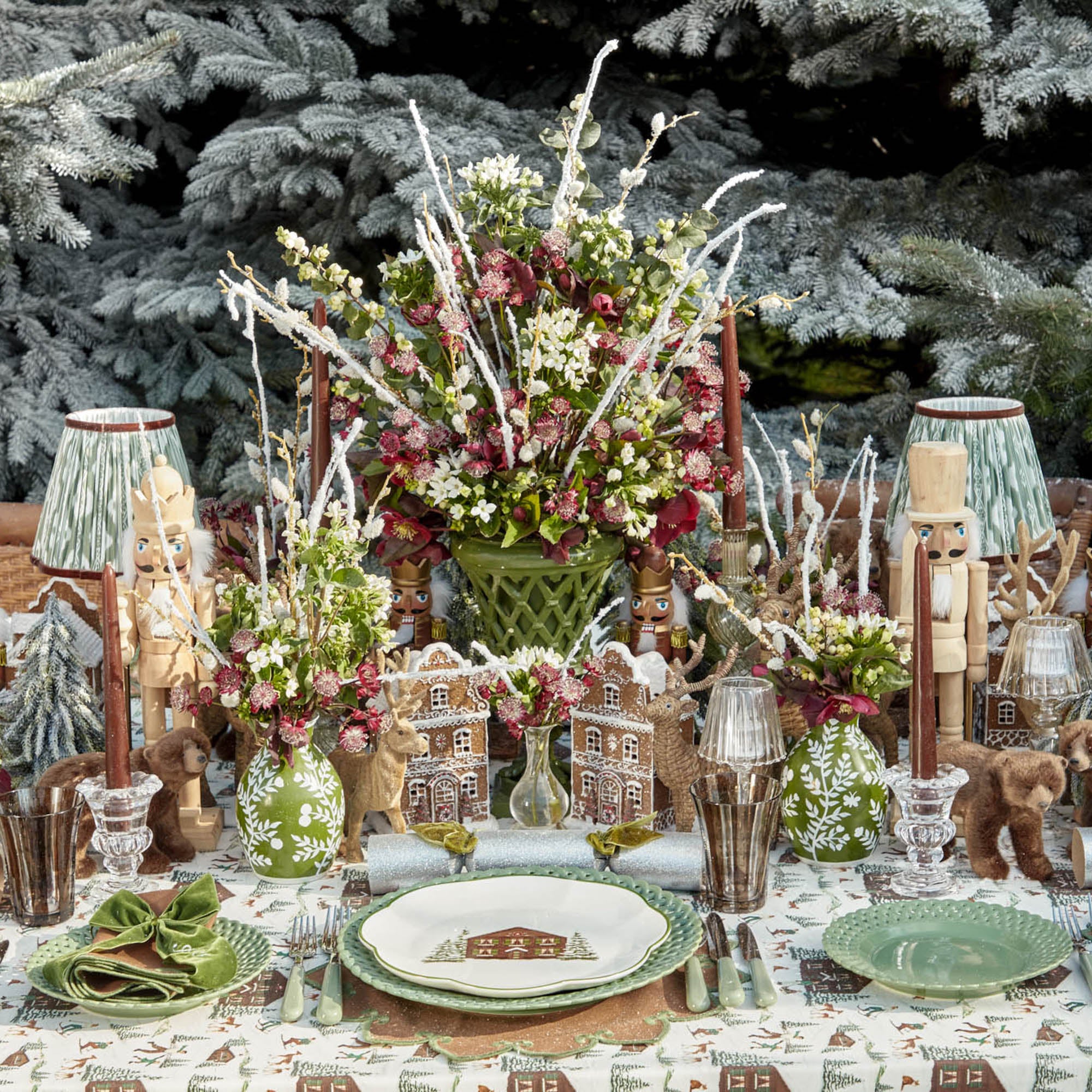 Tall Rechargeable Lamp with Olive & Chocolate Ikat Shade (18cm)