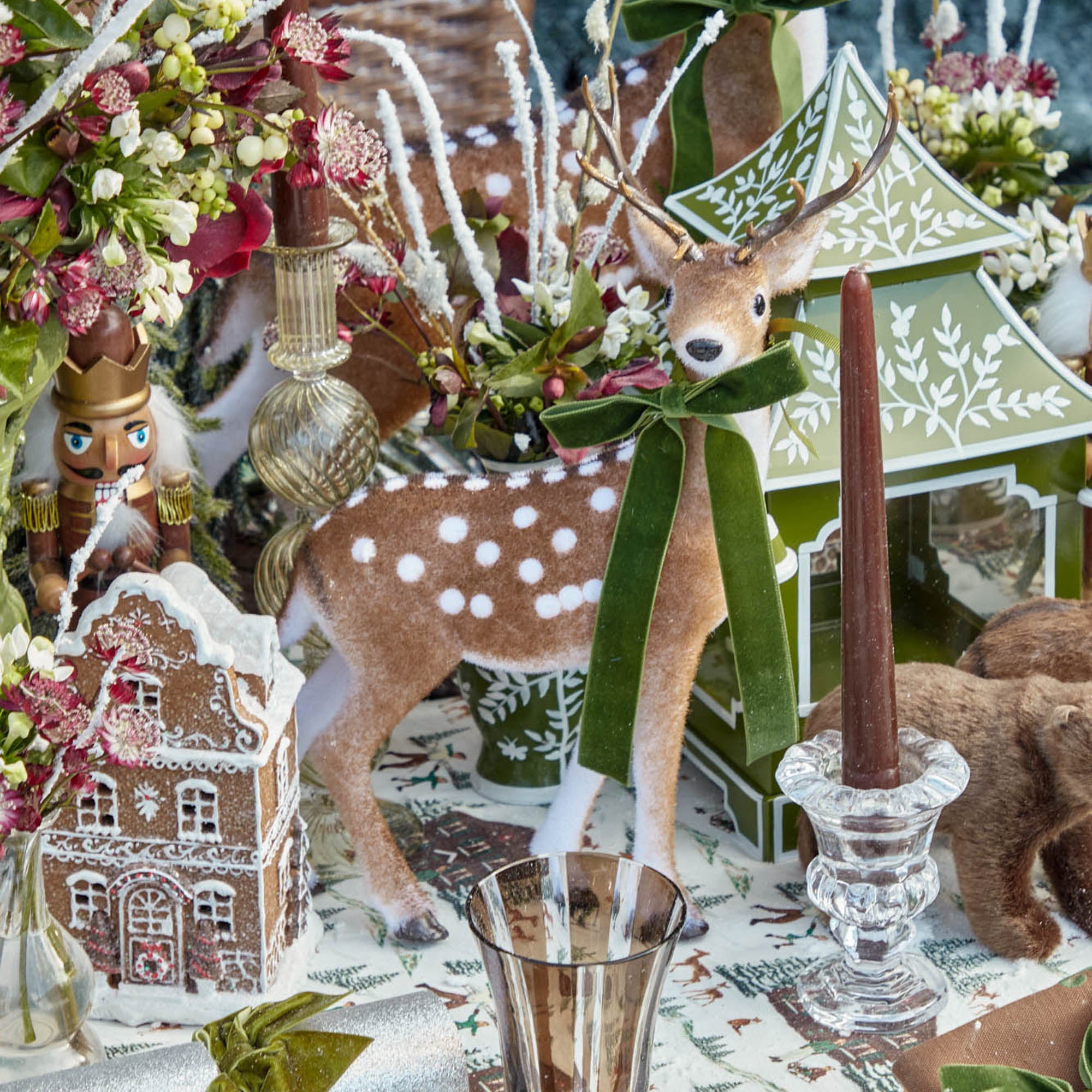 Forest Green Velvet Bow (Set of 4) - 20cm