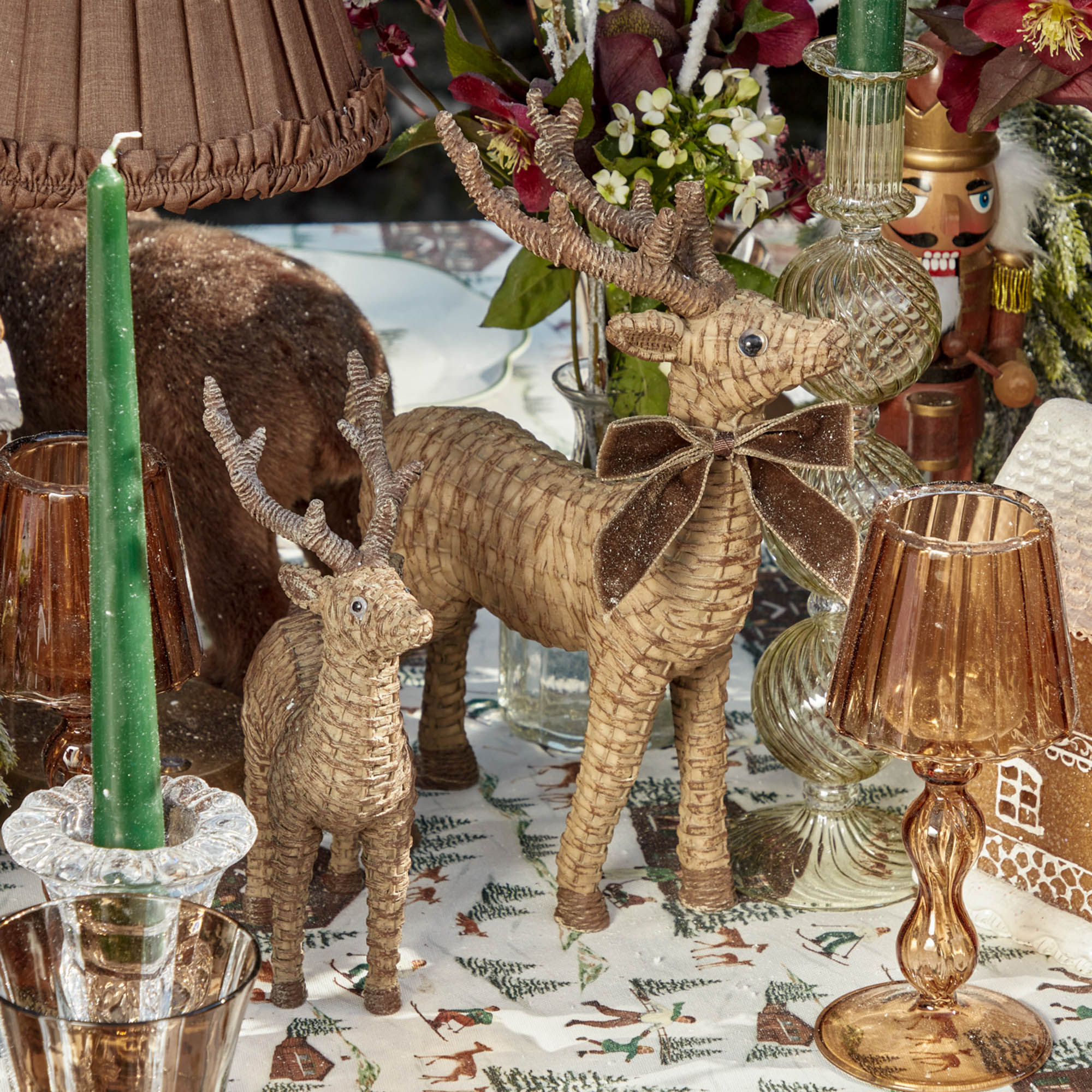 Mini Rattan Reindeer (Pair) - 20cm