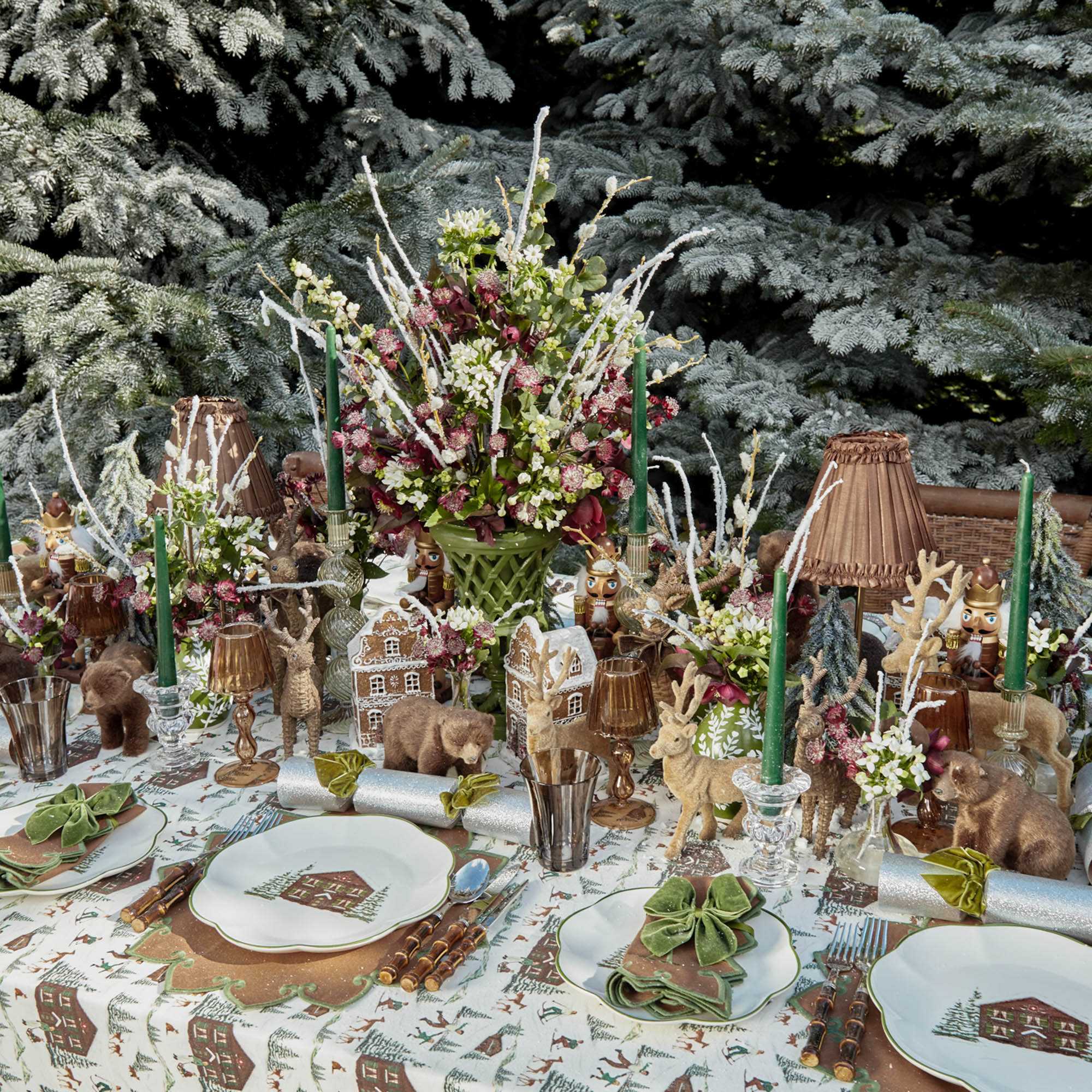 Tall Rechargeable Lamp with Brown Frilled Silk Shade (18cm)