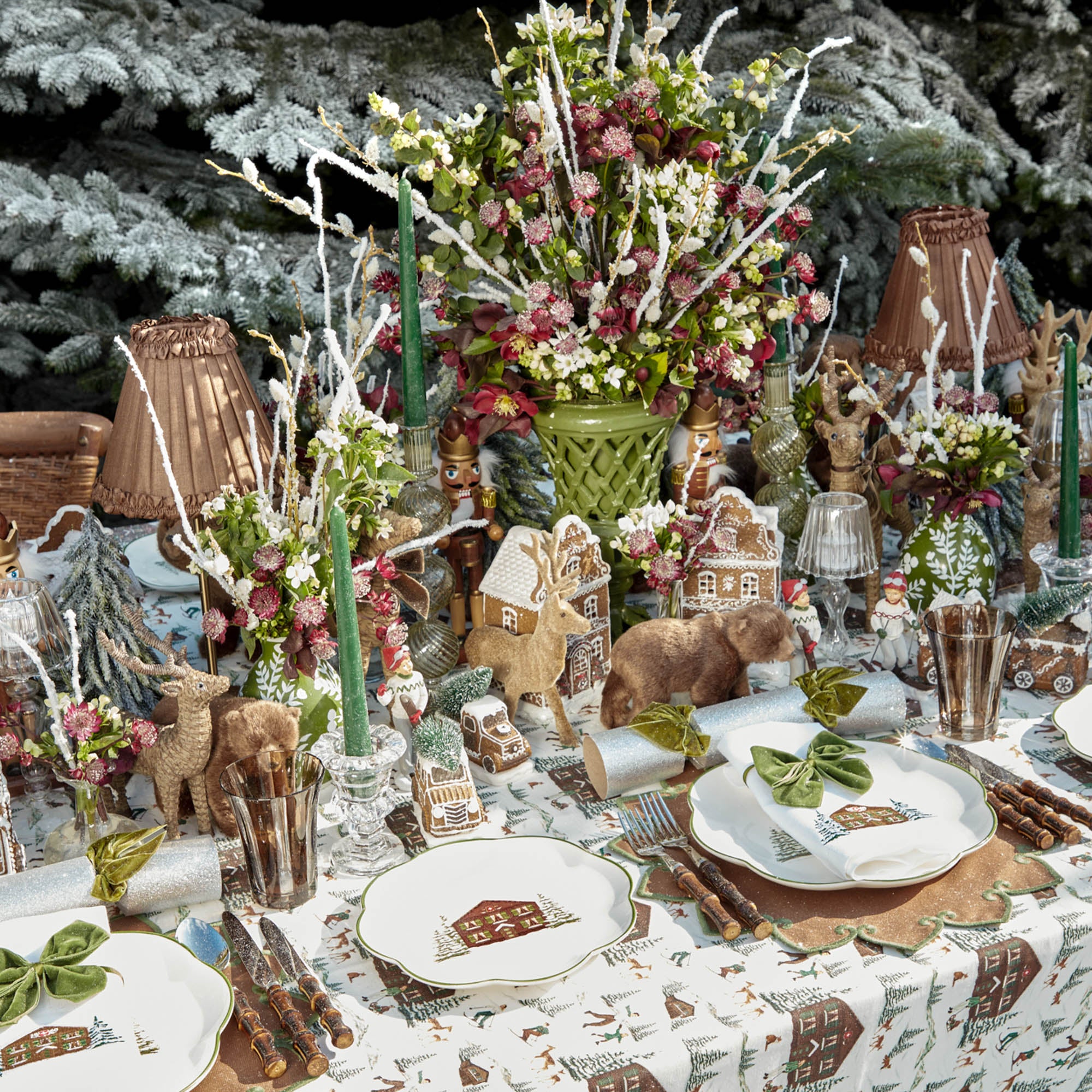 Tall Rechargeable Lamp with Brown Frilled Silk Shade (18cm)