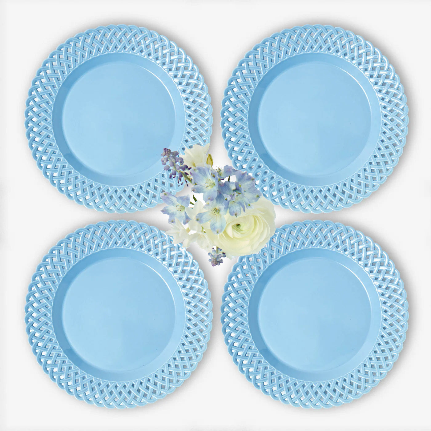 Blue Basketweave Dinner Plates (Set of 4)