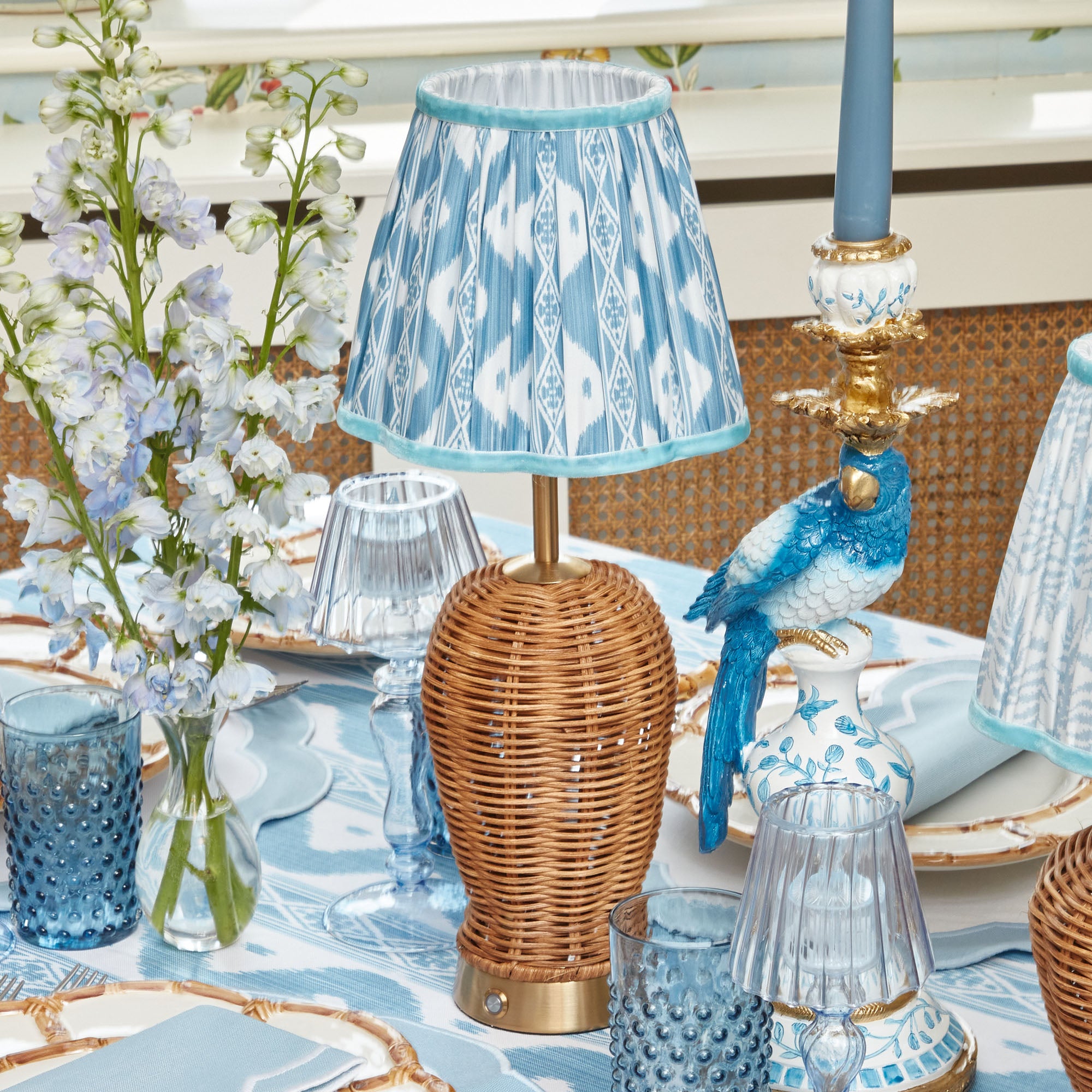 Blue Ikat Lampshade (18cm)