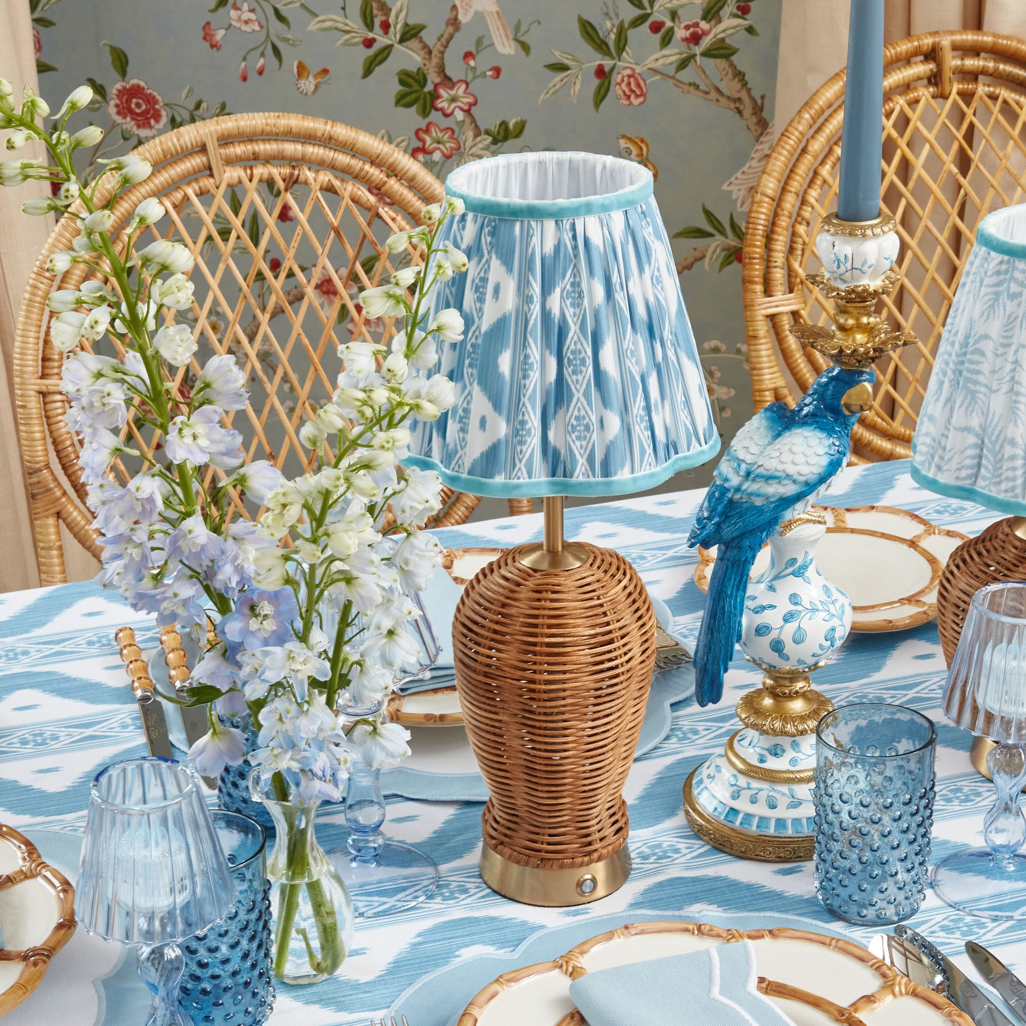 Blue Ikat Lampshade (18cm)