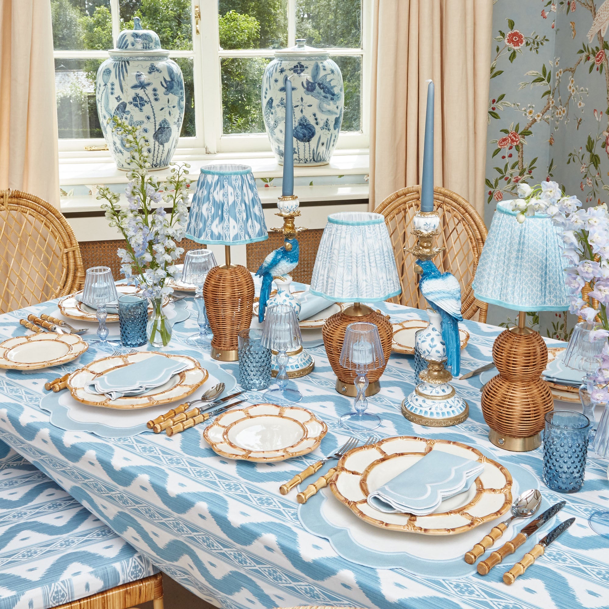 Blue Ikat Lampshade (18cm)