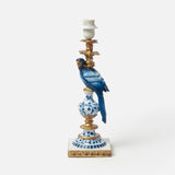Blue Parrot Lamp with Chocolate Ikat Shade (30cm)