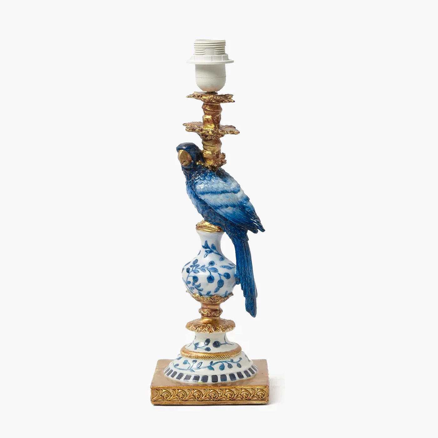 Blue Parrot Lamp with Blue Ikat Shade (30cm)