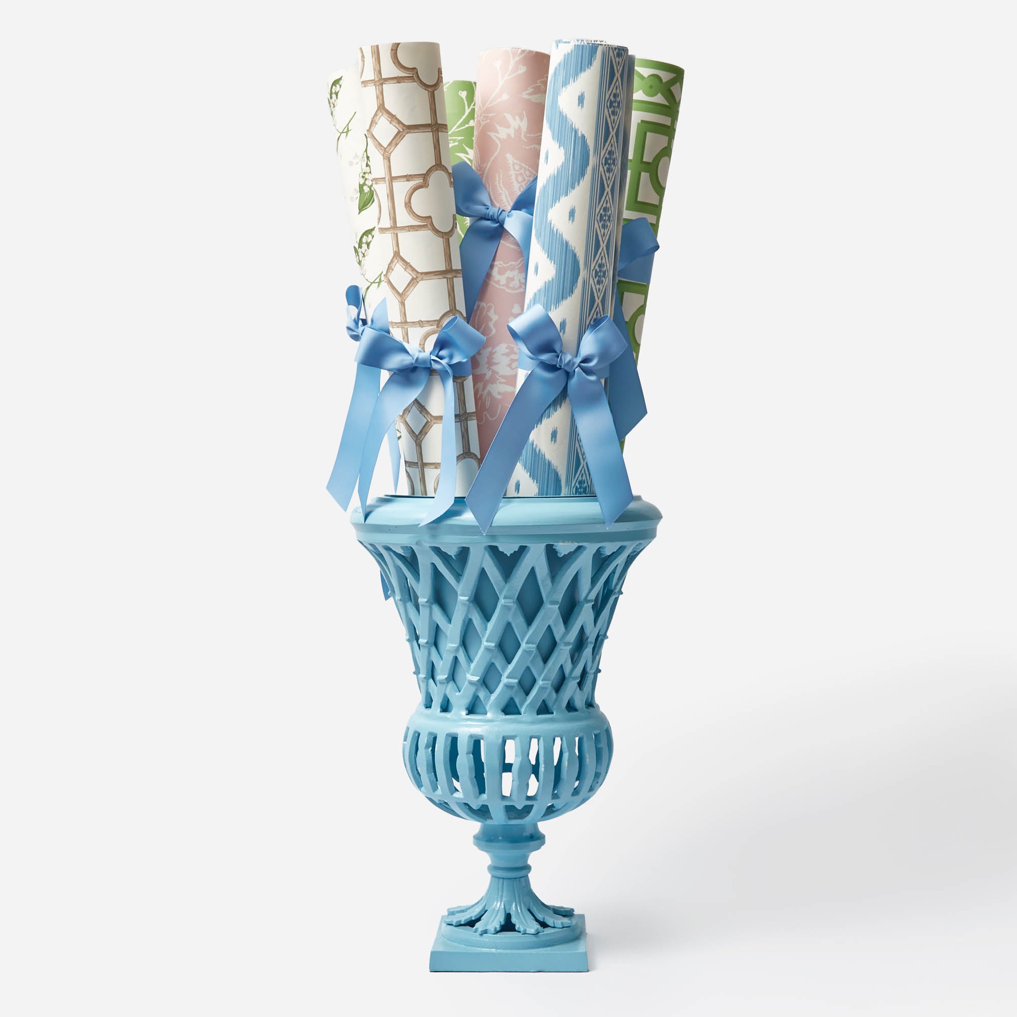 Blue Ikat Stripe Wallpaper