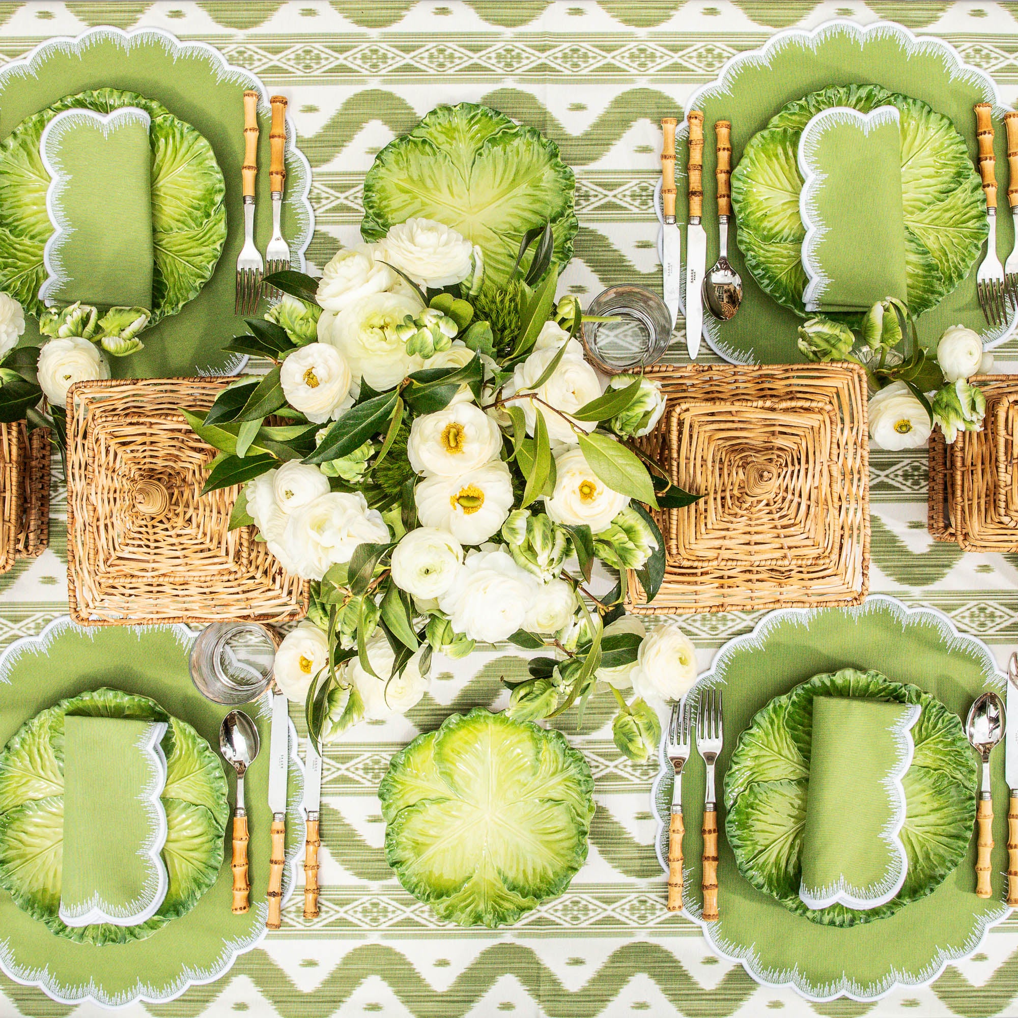 Green Serena Cabbage Starter Plates (Set of 4)